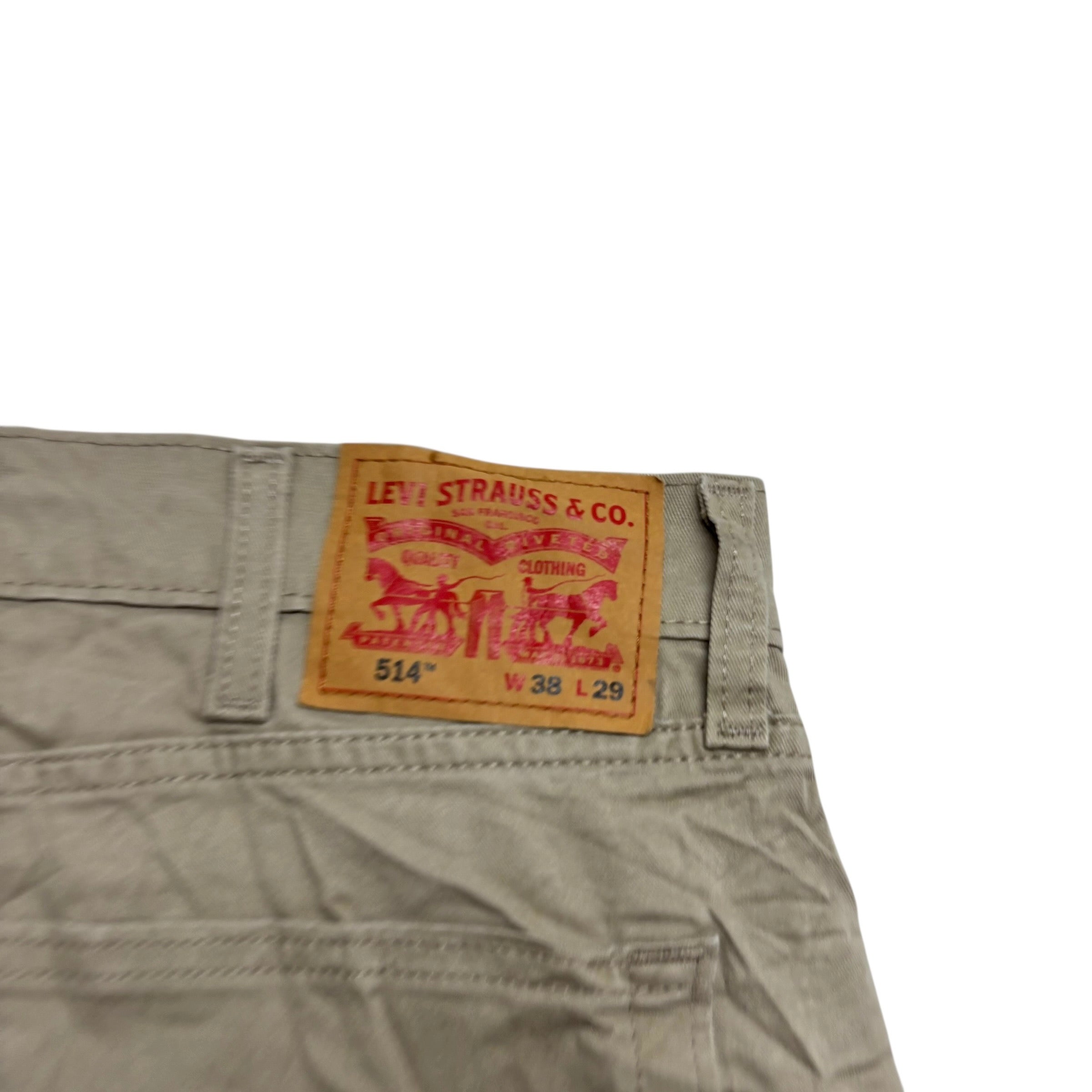 Levis 514 Jeans W38 L29 Mens Beige Cream Regular Straight Fit Stretch Denim (E)