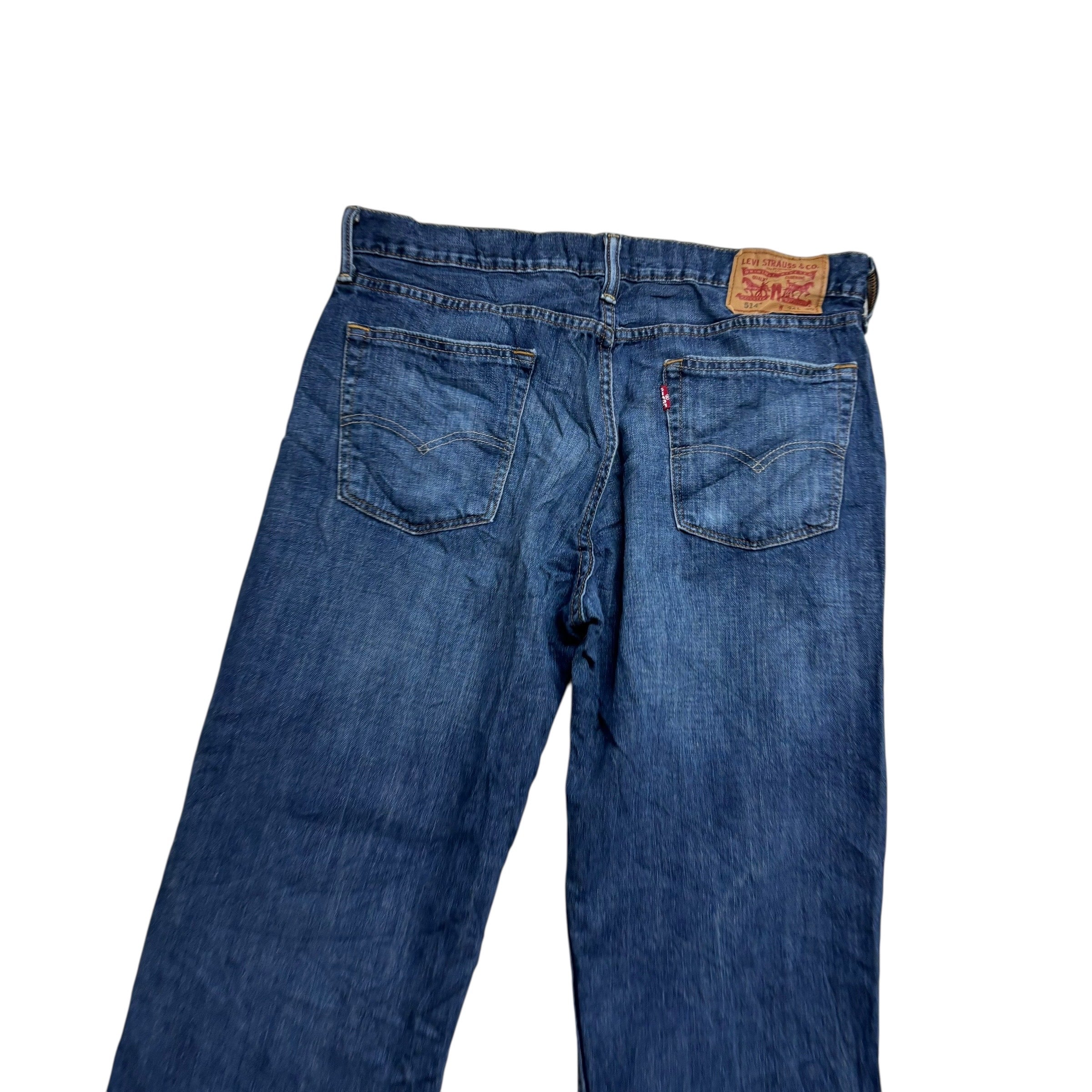 Levis 514 Jeans W34 L30 Mens Mid Blue Regular Straight Fit Stretch Denim (E)