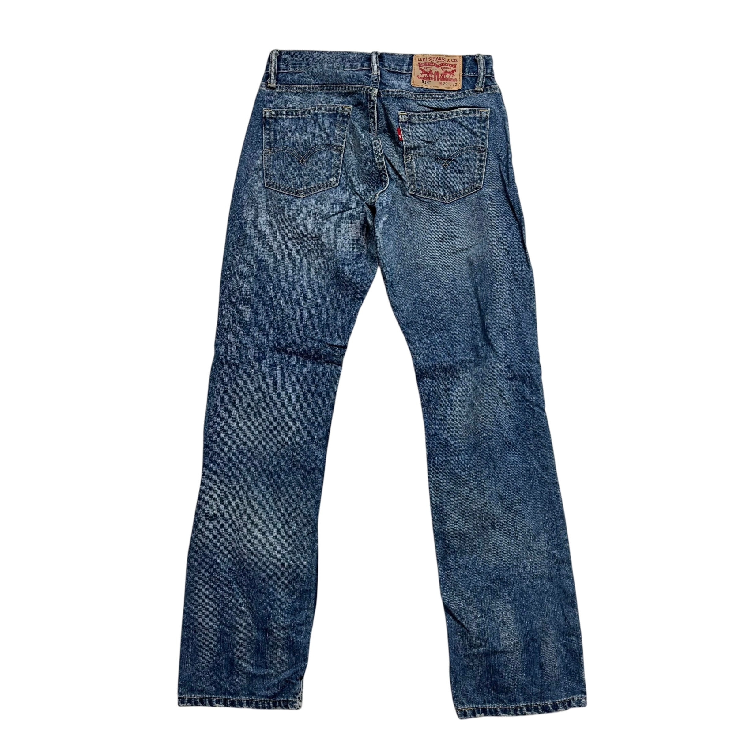 Levis 514 Jeans W29 L32 Mens Mid Blue Regular Straight Fit Denim (E)