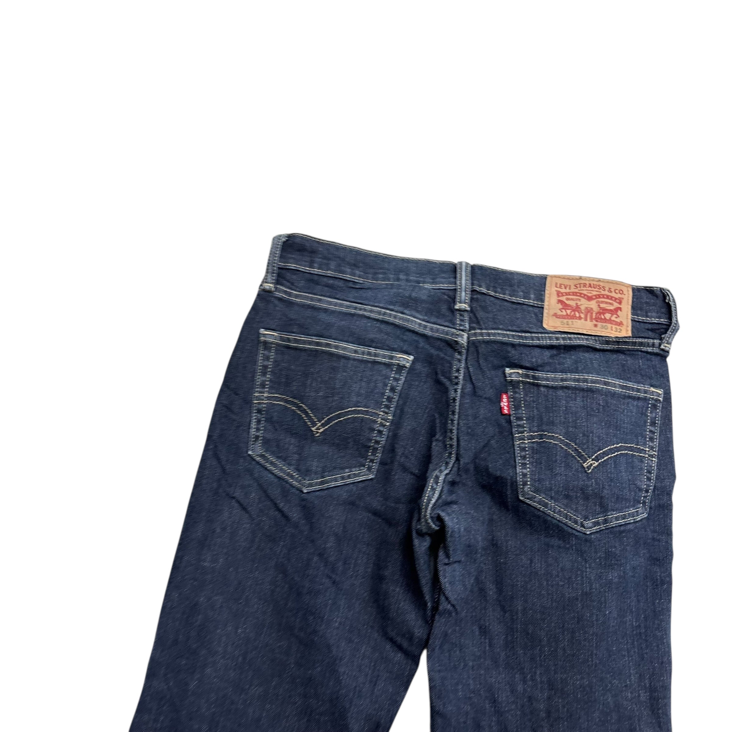 Levis 511 Jeans W30 L32 Mens Dark Blue Slim Fit Stretch Denim (E)