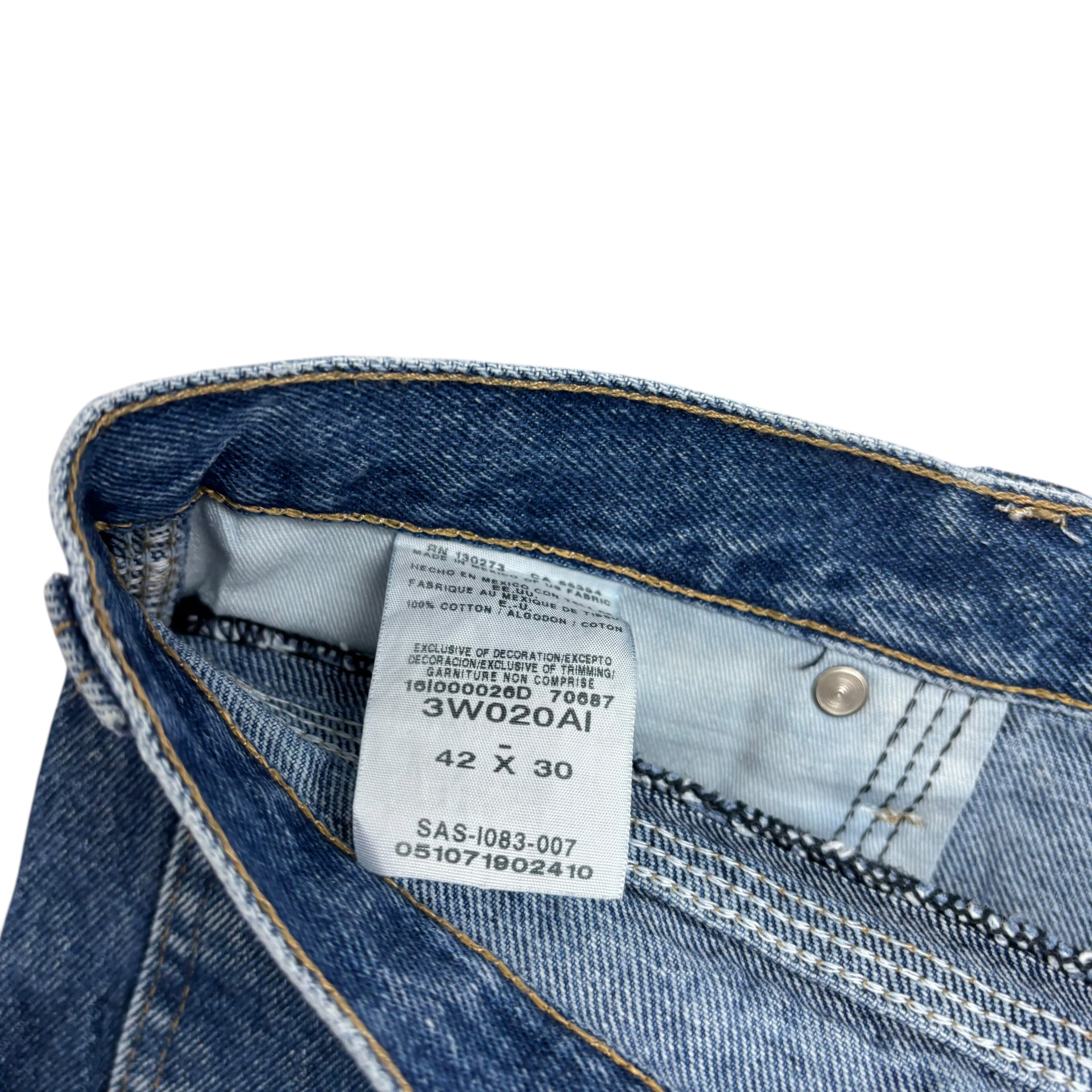 Wrangler Carpenter Jeans W42 L30 Mens Mid Blue Relaxed Straight Fit Denim