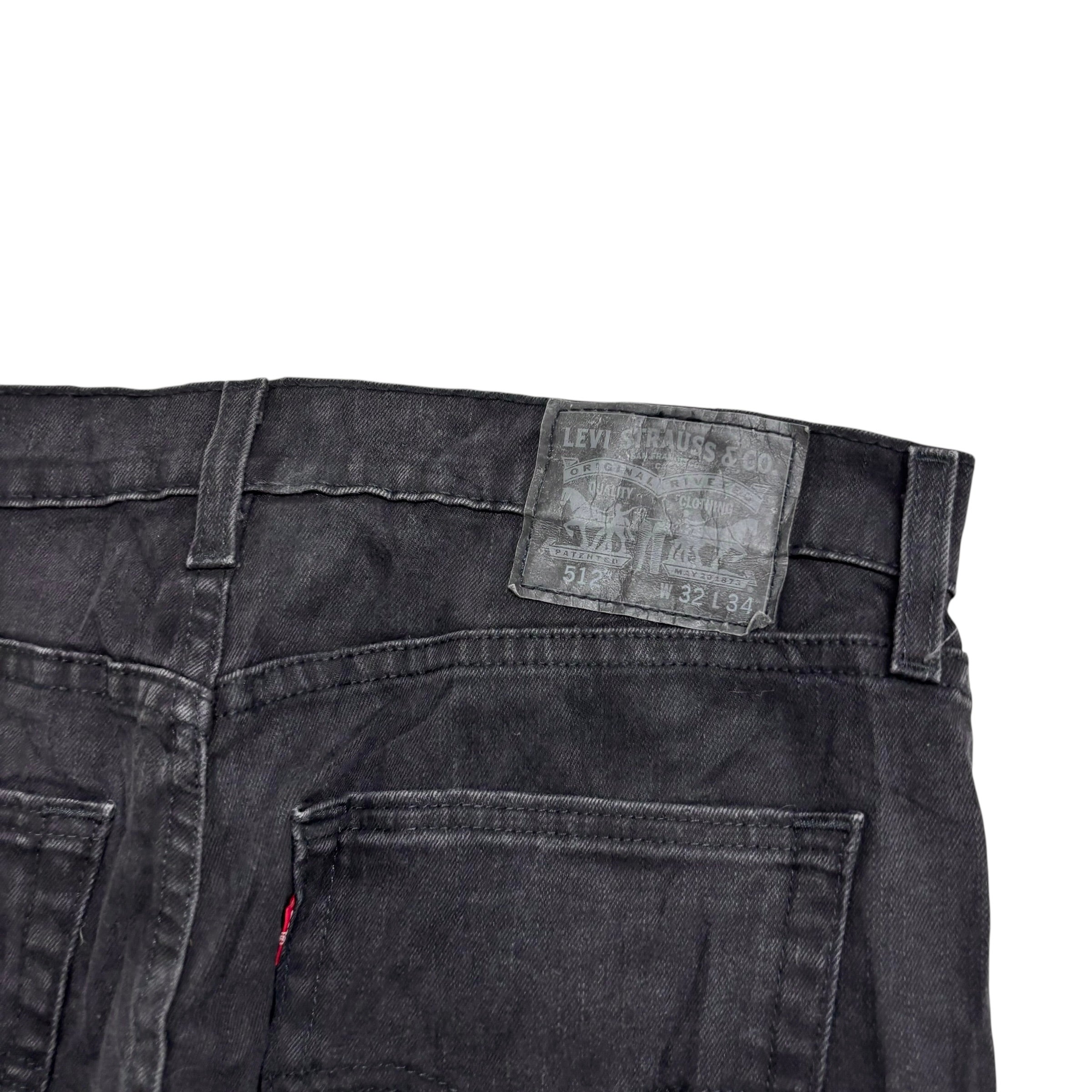 Levis 512 Jeans W32 L34 Mens Black Slim Tapered Fit Stretch Denim (E)