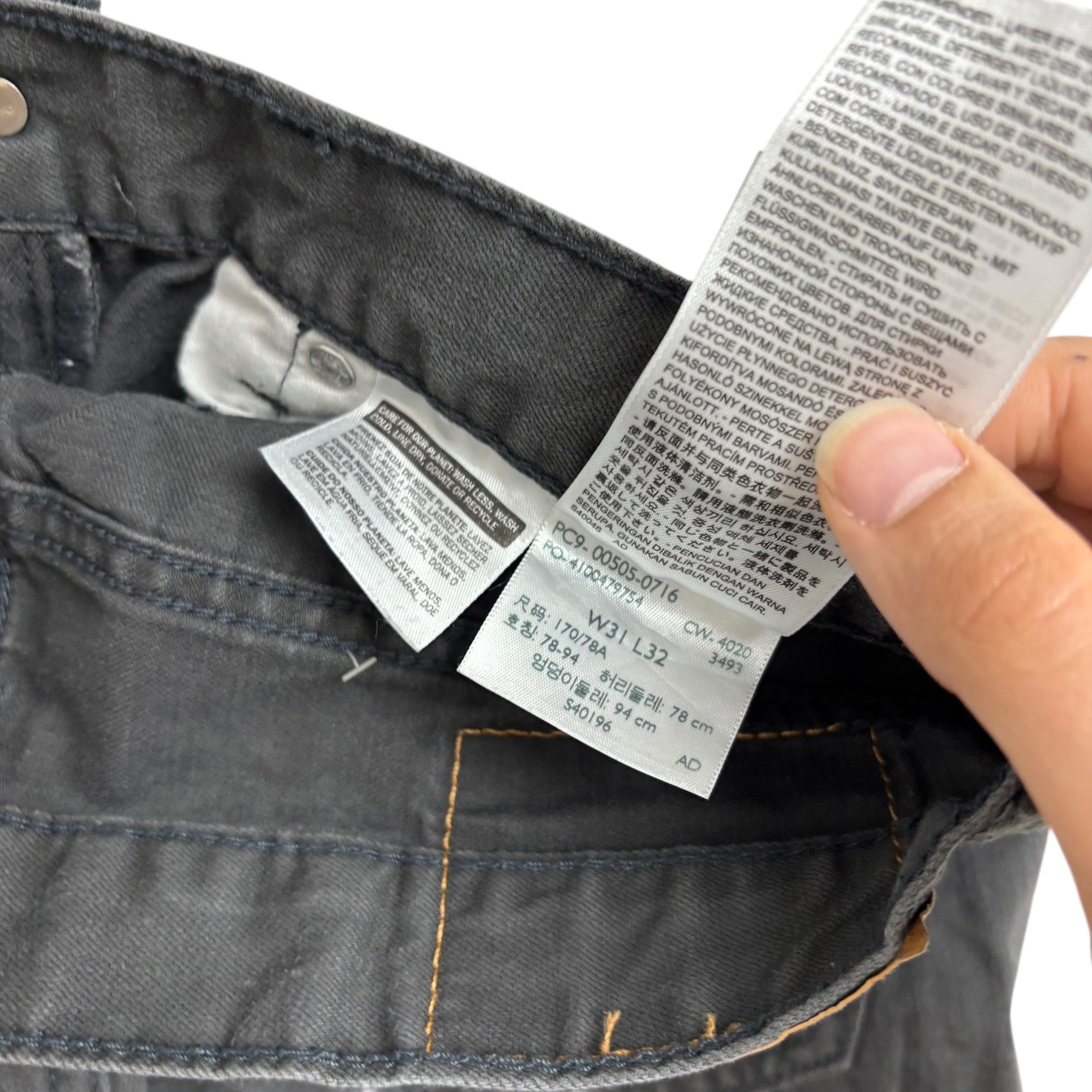 Levis 505 Jeans W31 L32 Mens Grey Regular Straight Fit Denim