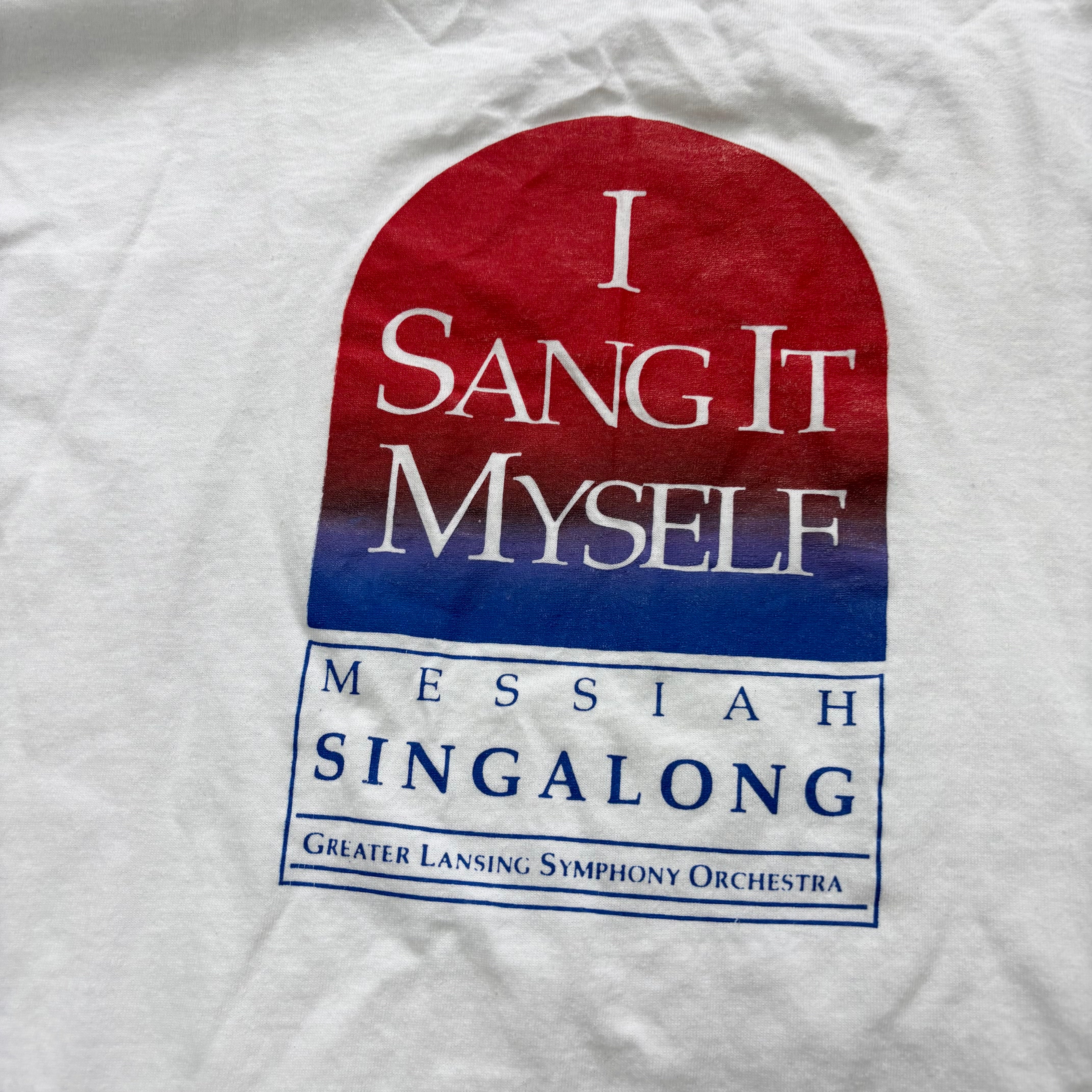 Vintage T Shirt Mens Large White Single Stitch Graphic Print 90s USA (E)