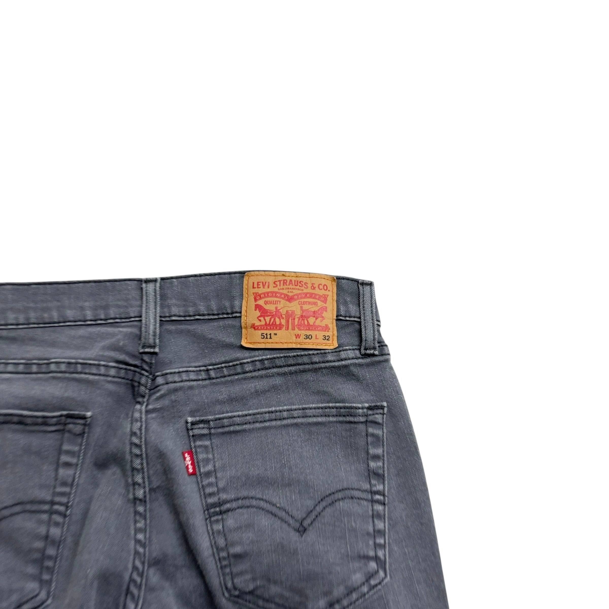 Levis 511 Jeans W30 L30 Mens Grey Slim Fit Stretch Denim (E)
