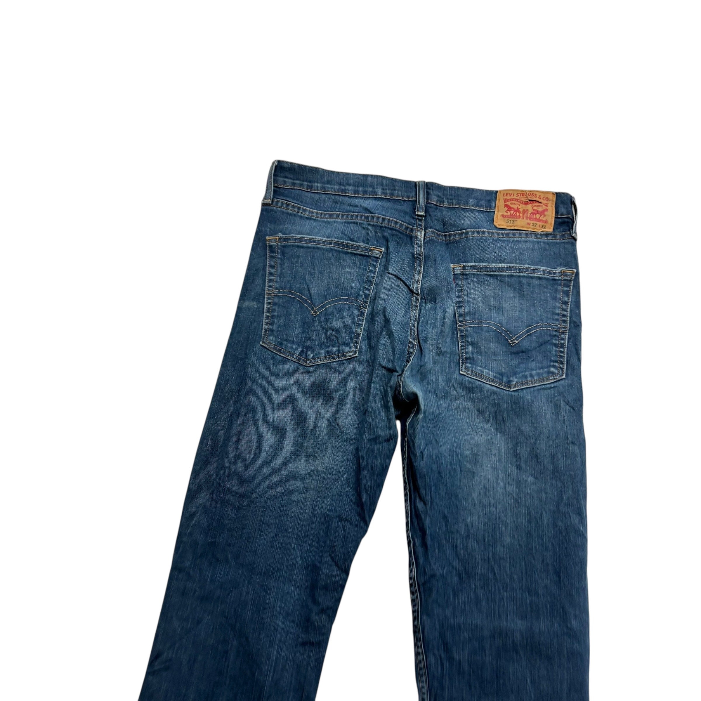 Levis 513 Jeans W32 L32 Mens Dark Blue Slim Straight Fit Stretch Denim (E)