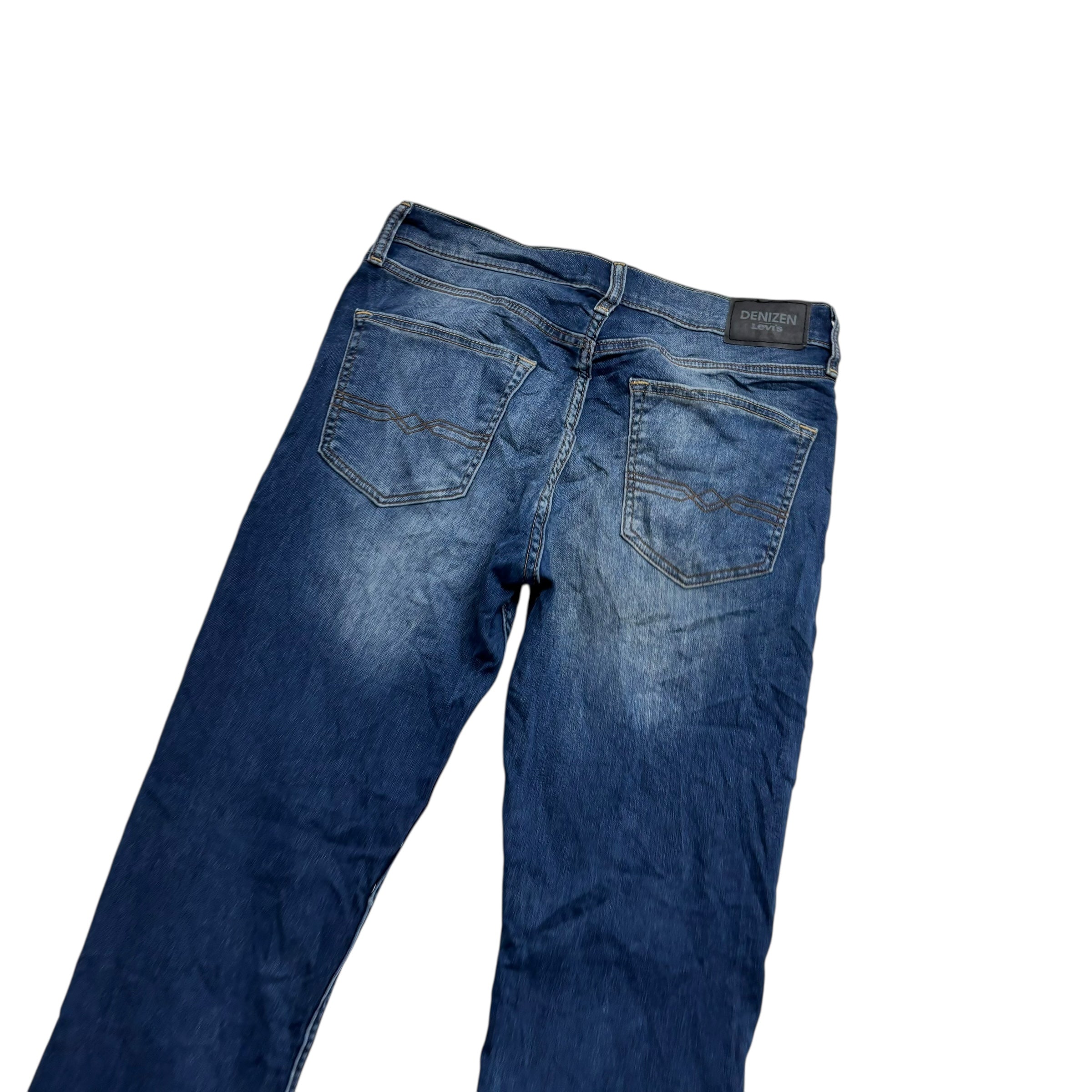 Levis Denizen Jeans W32 L34 Mens Dark Blue Slim Fit Stretch Denim (E)