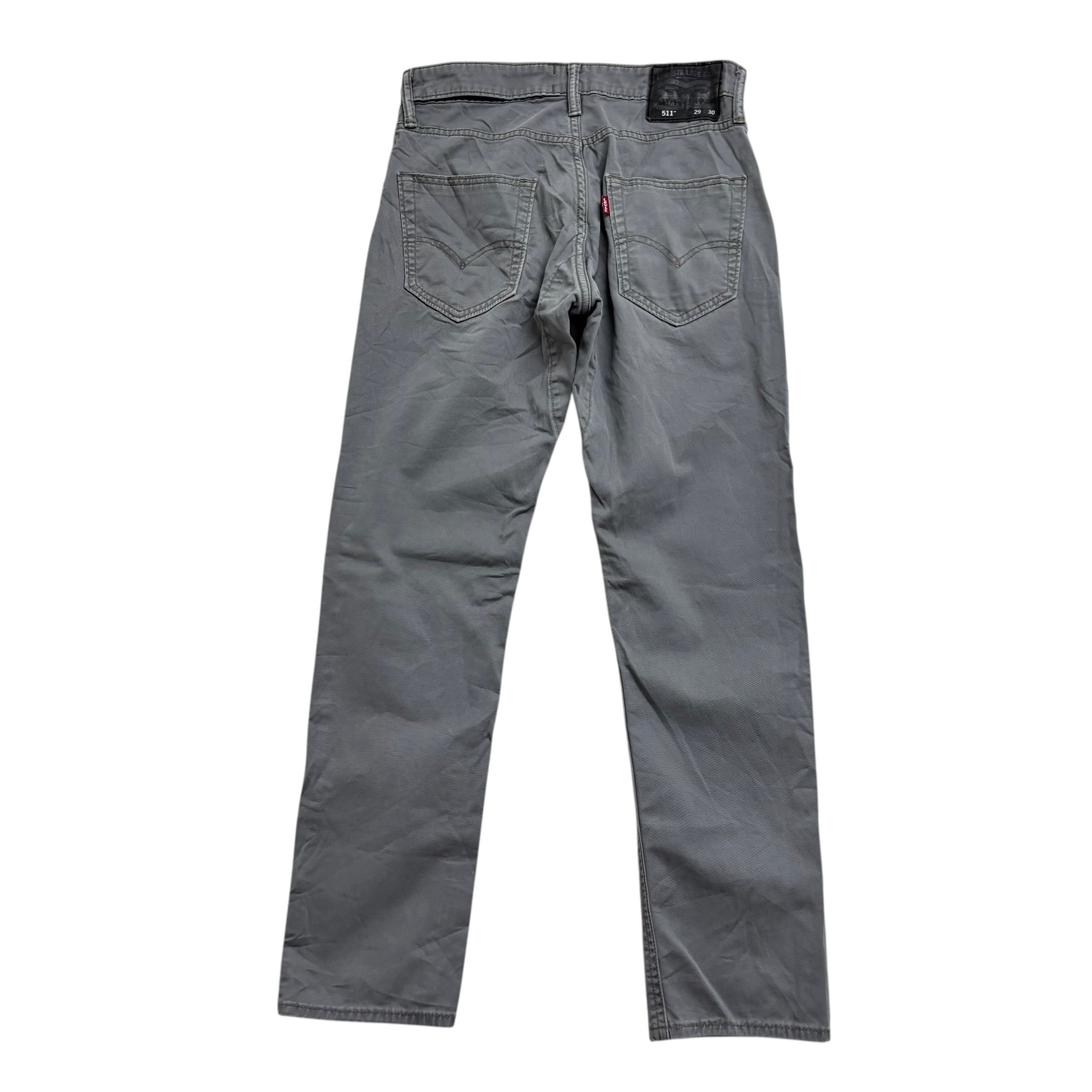 Levis 511 Commuter Trousers W29 L30 Mens Grey Slim Fit Stretch Pants (E)