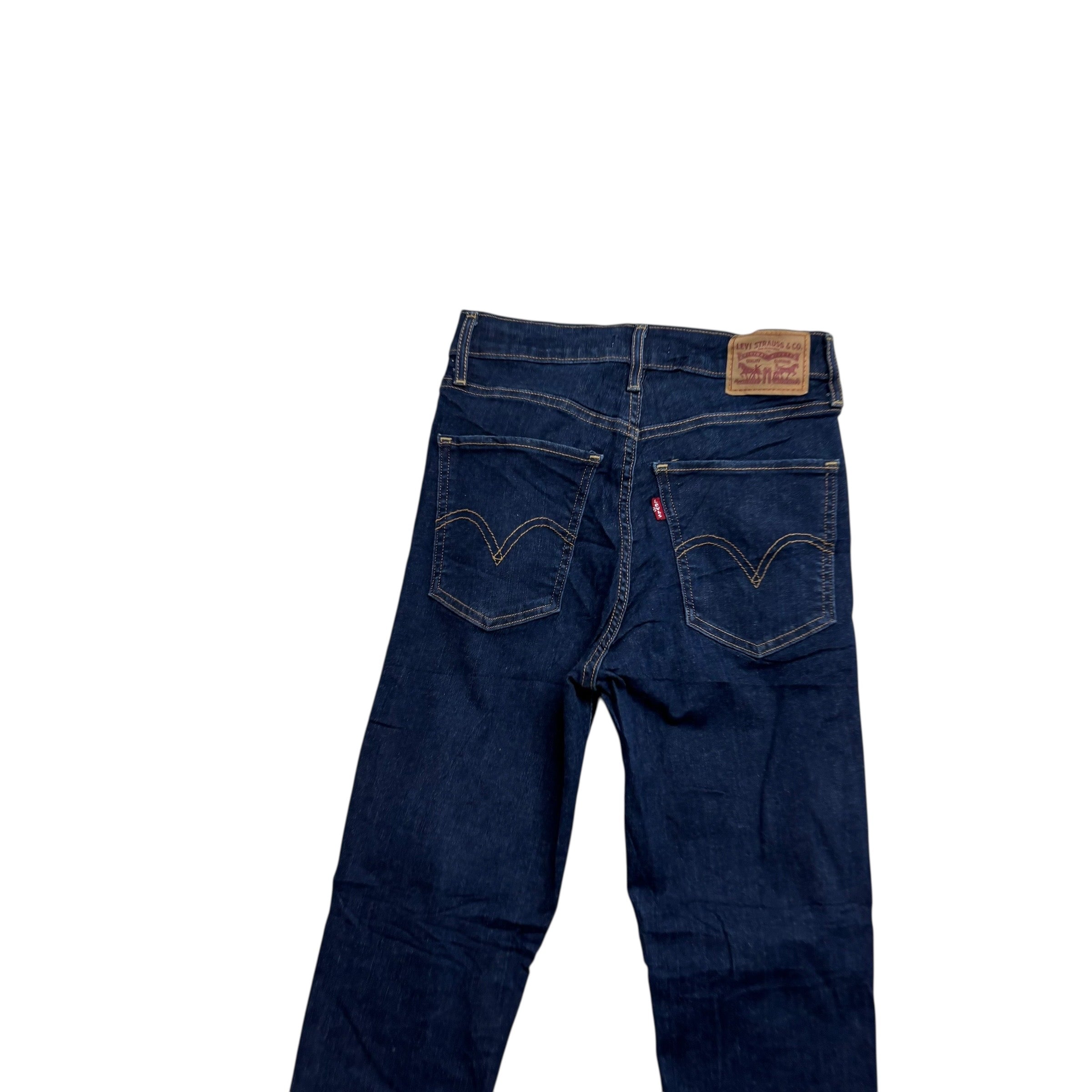 Levis Jeans W27 L30 Womens Mile High Super Skinny Dark Blue Stretch Denim (E)