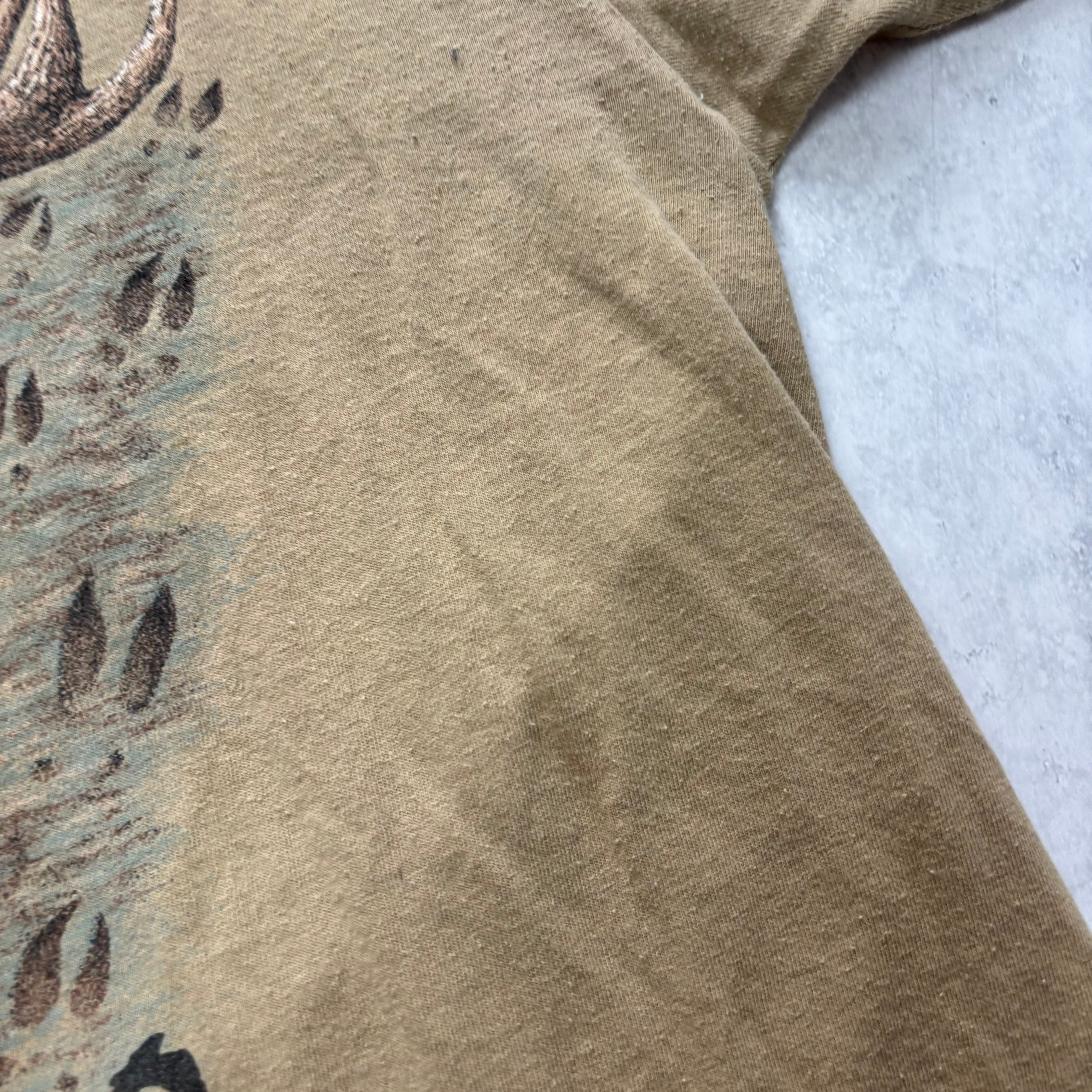 Vintage T Shirt Mens Large Brown Single Stitch Graphic Print 90s Nature