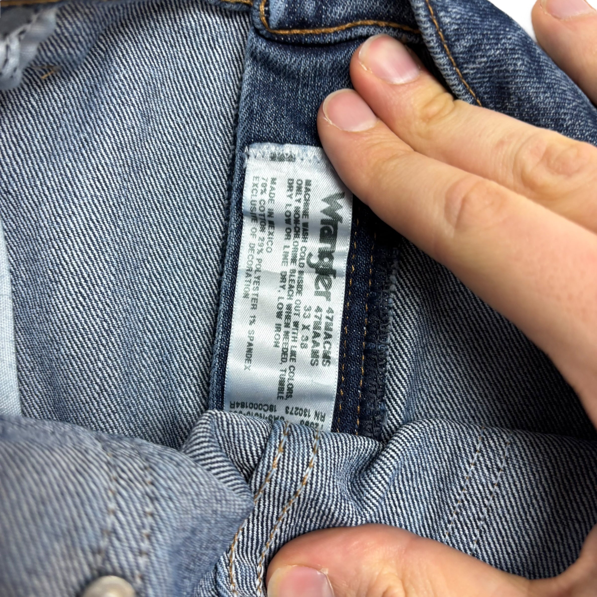 Wrangler Jeans W33 L38 Mens Dark Blue 47 Regular Straight Fit Stretch Denim