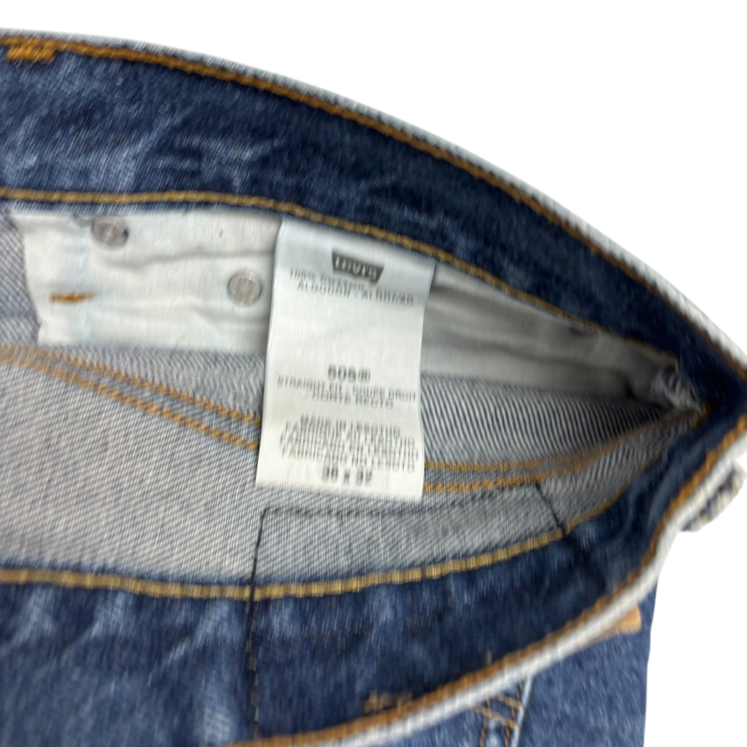 Levis 505 Jeans W36 L32 Mens Mid Blue Regular Straight Fit Vintage Denim