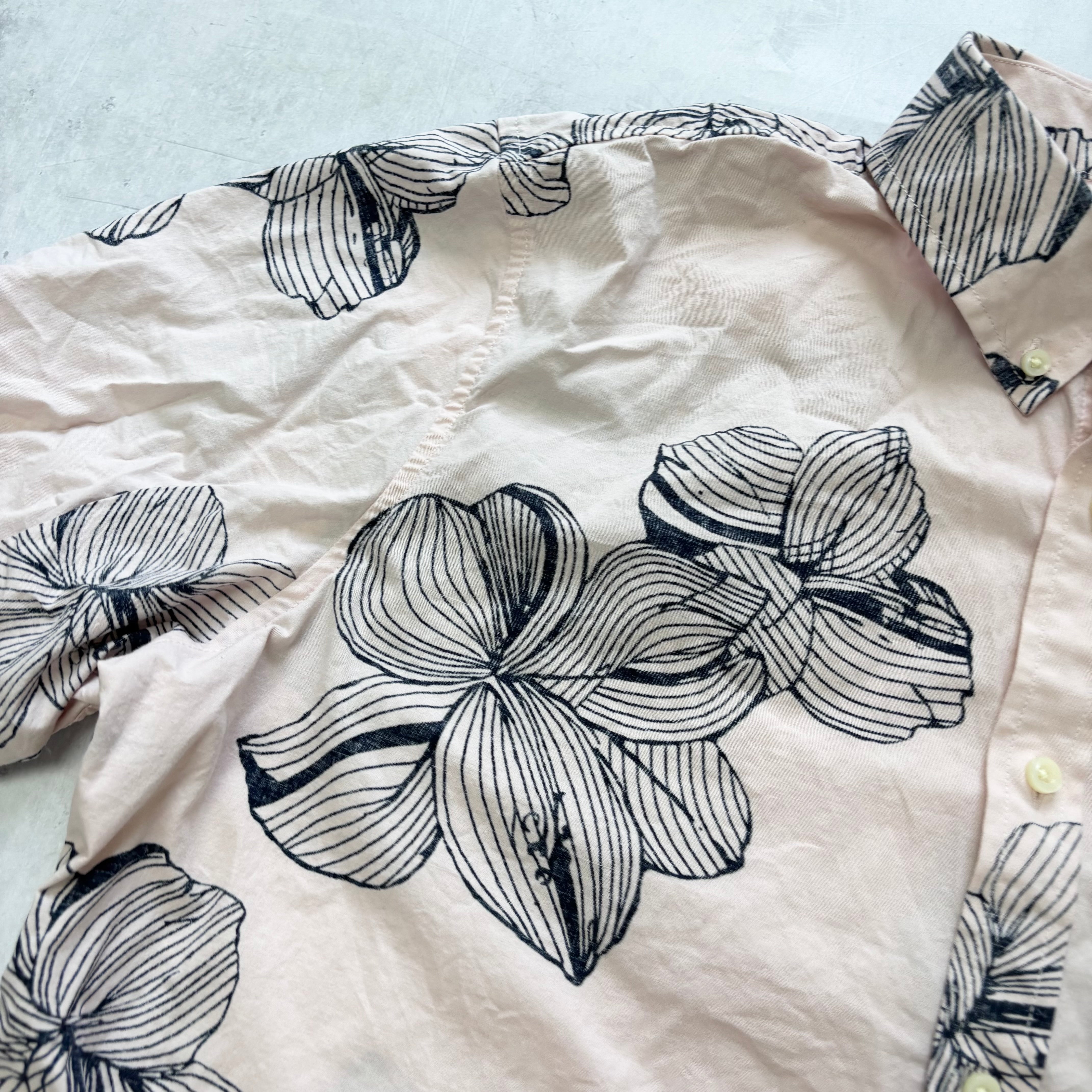 Hawaiian Shirt Mens XL Pink Floral Aloha Short Sleeve Slim Fit Cotton (E)