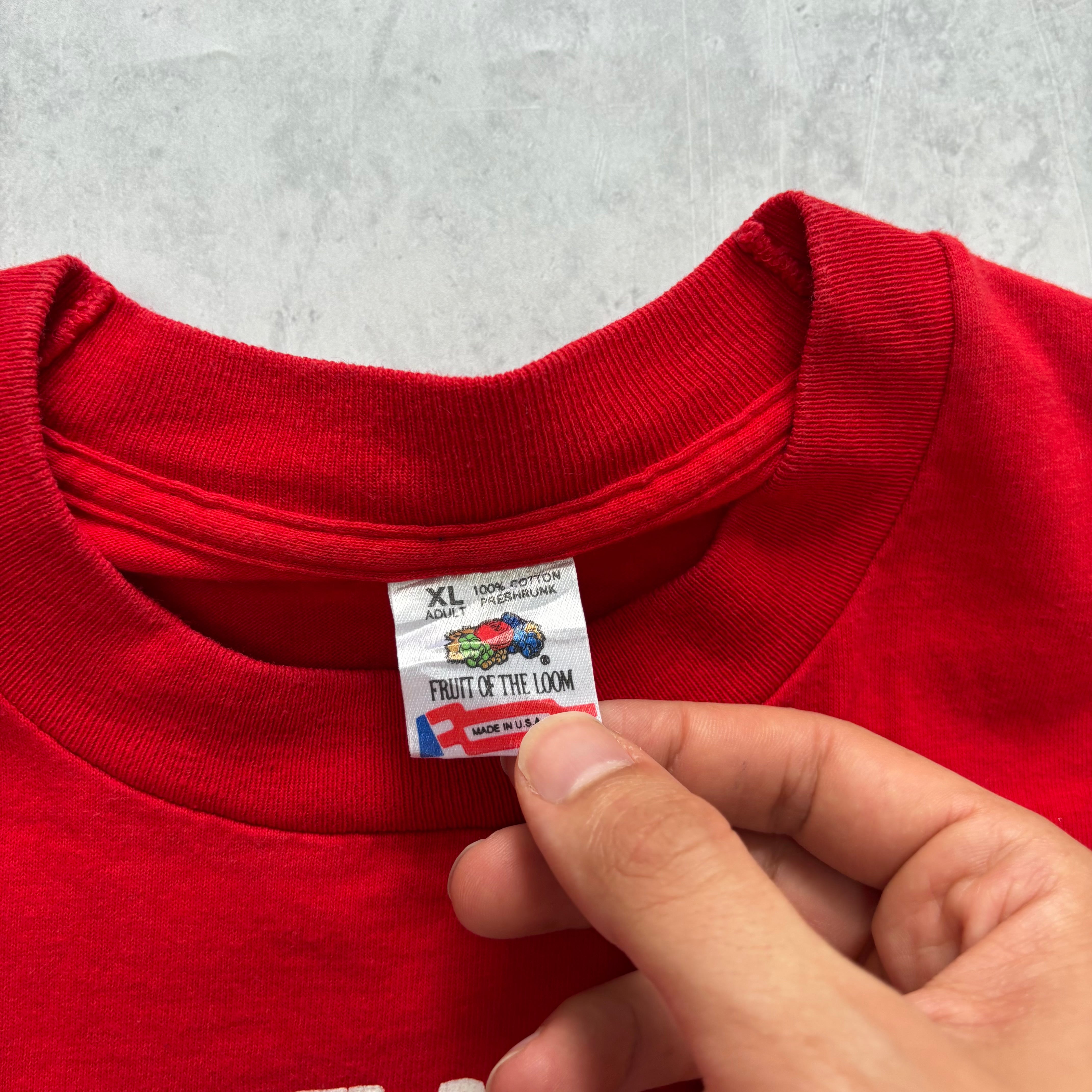 Vintage T Shirt Mens XL Red Single Stitch Graphic Print 90s USA (E)