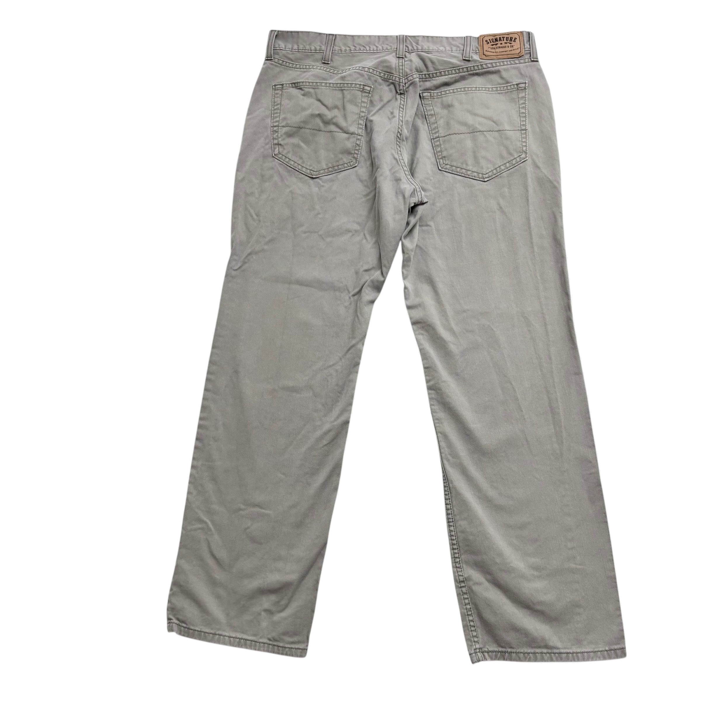 Levis Signature Trousers W38 L31 Mens Grey Relaxed Straight Vintage Pants (E)