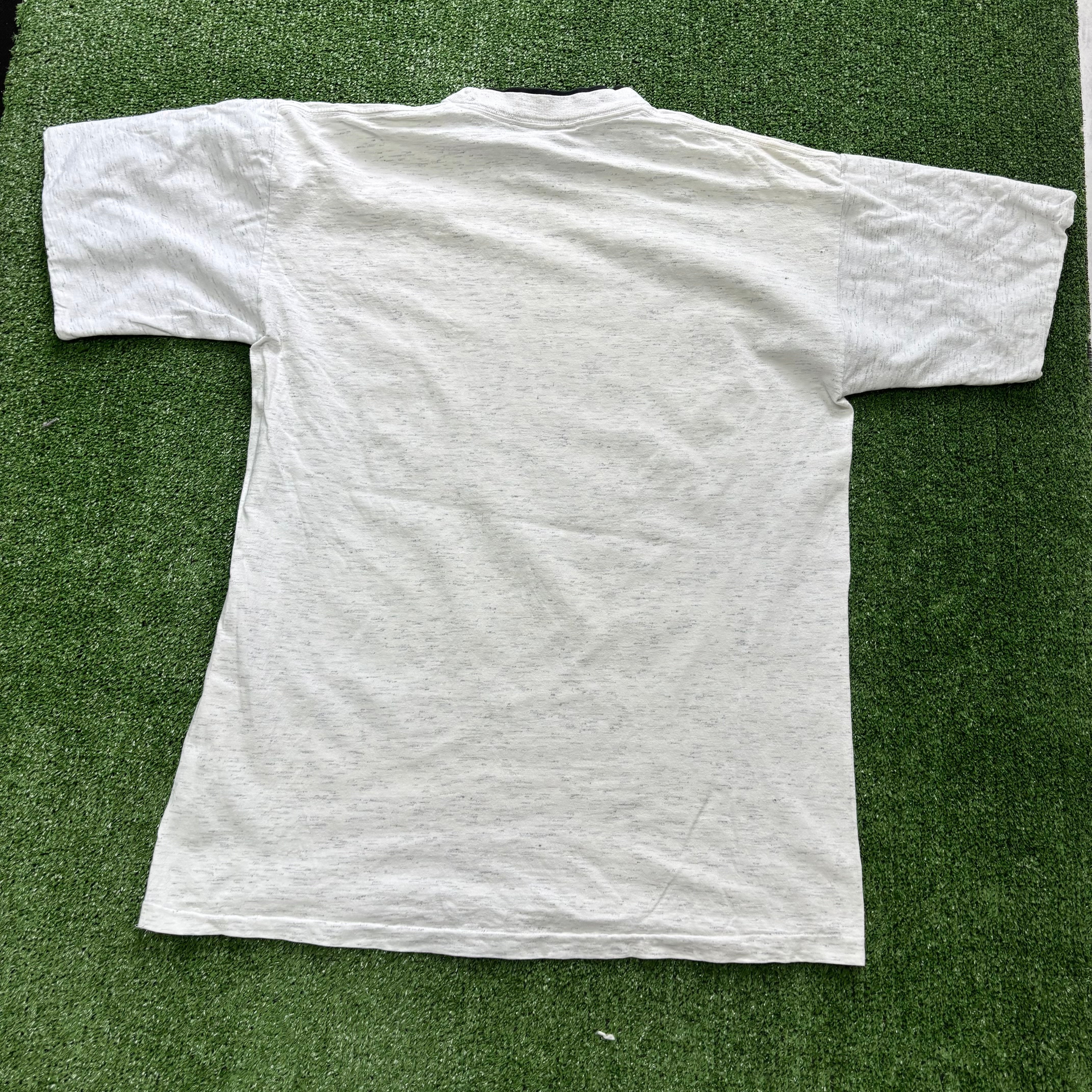 Vintage T Shirt Mens Large Grey Single Stitch Graphic Print 90s USA