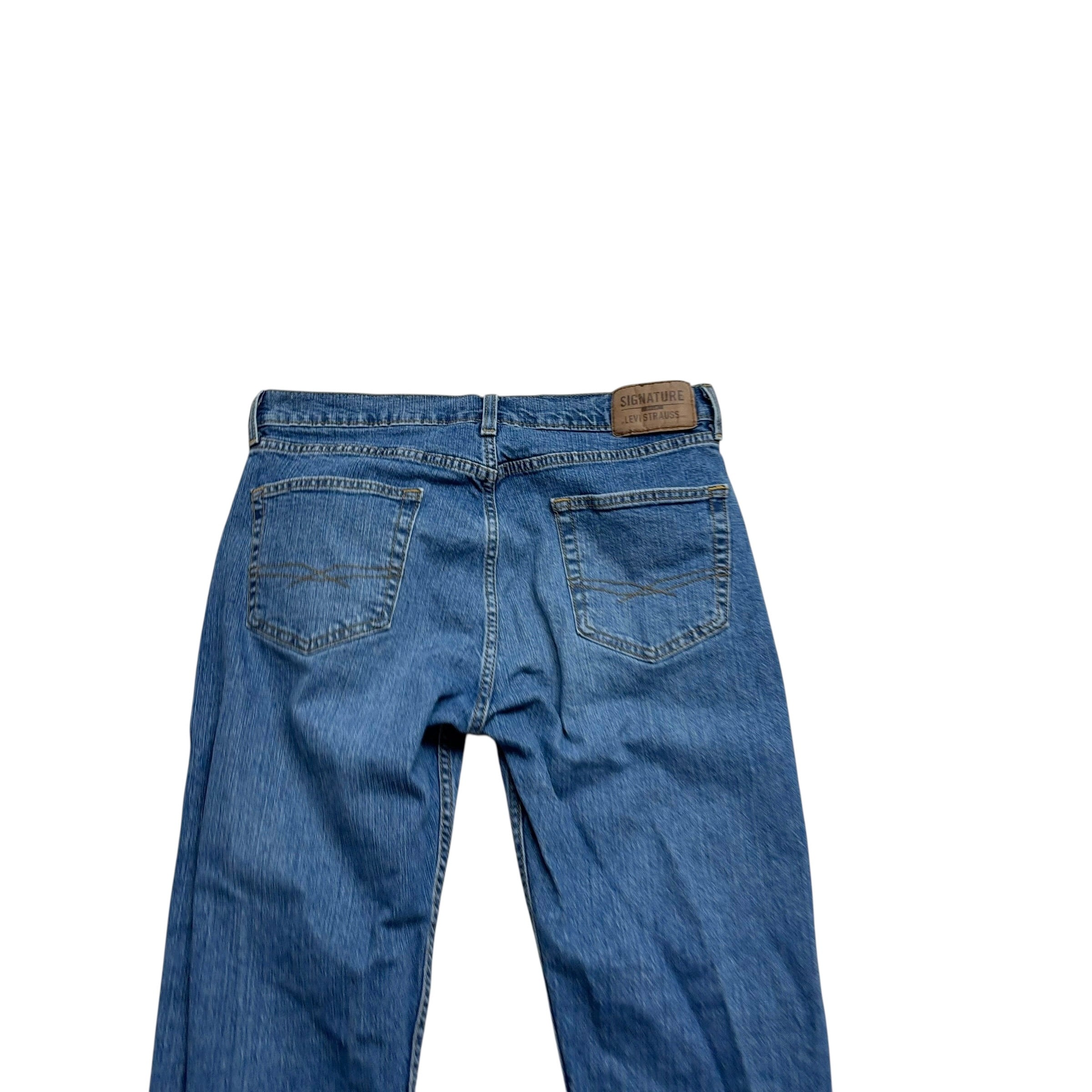 Levis Signature Jeans W33 L30 Mens Mid Blue Regular Straight Fit Stretch (F)