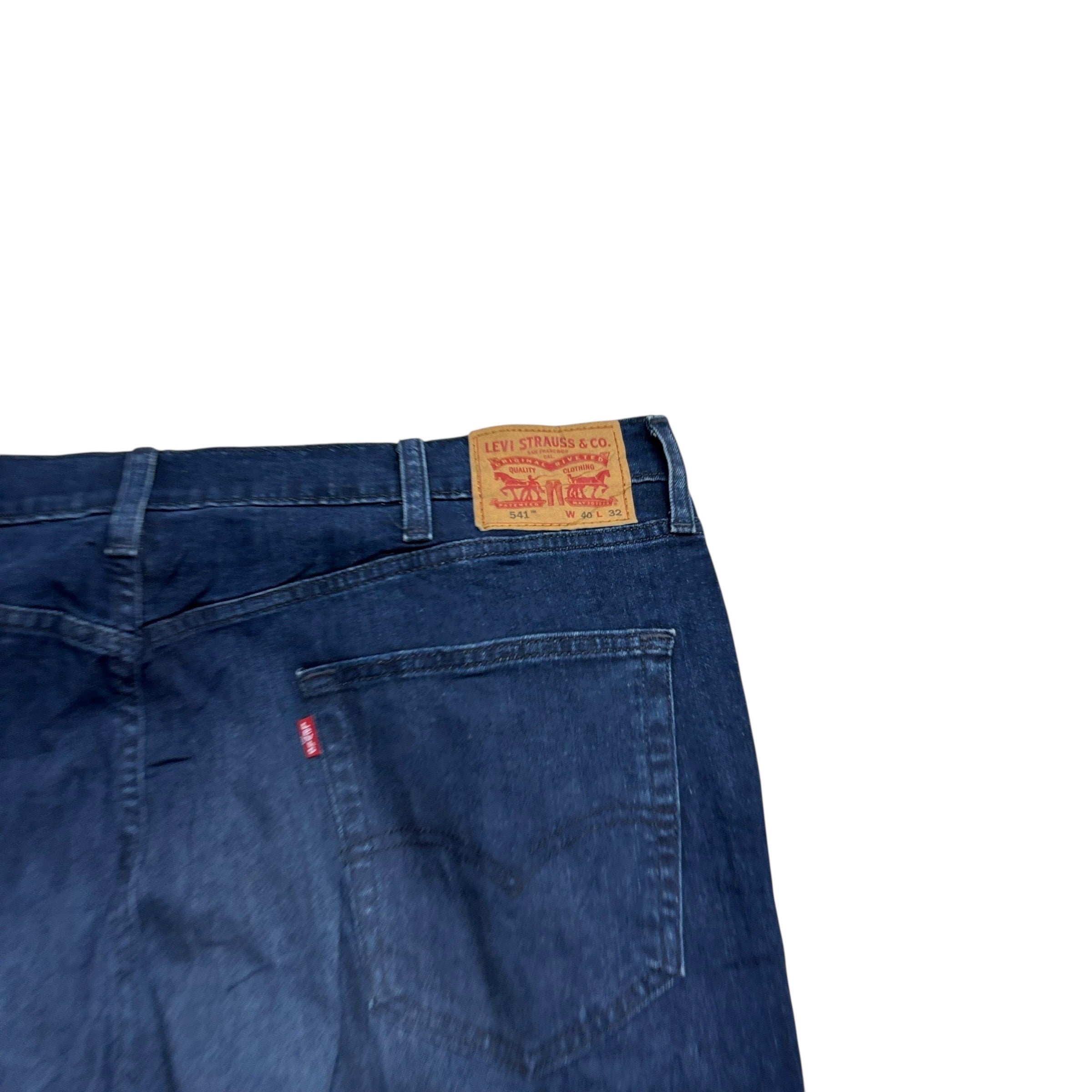 Levis 541 Jeans W42 L32 Mens Navy Blue Athletic Tapered Fit Stretch Denim