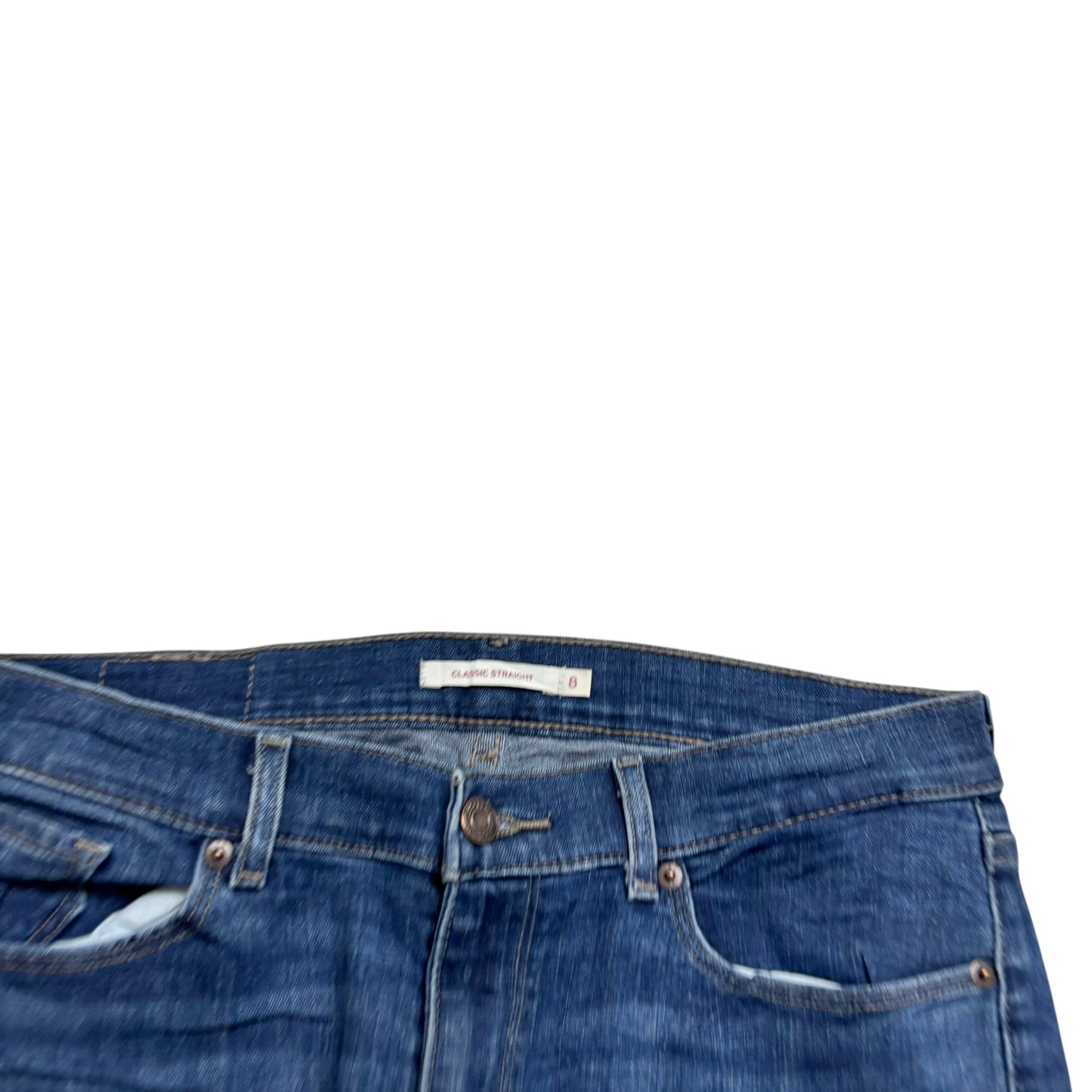 Levis Jeans W30 L30 Womens Classic Straight Fit Dark Blue Stretch Denim (E)