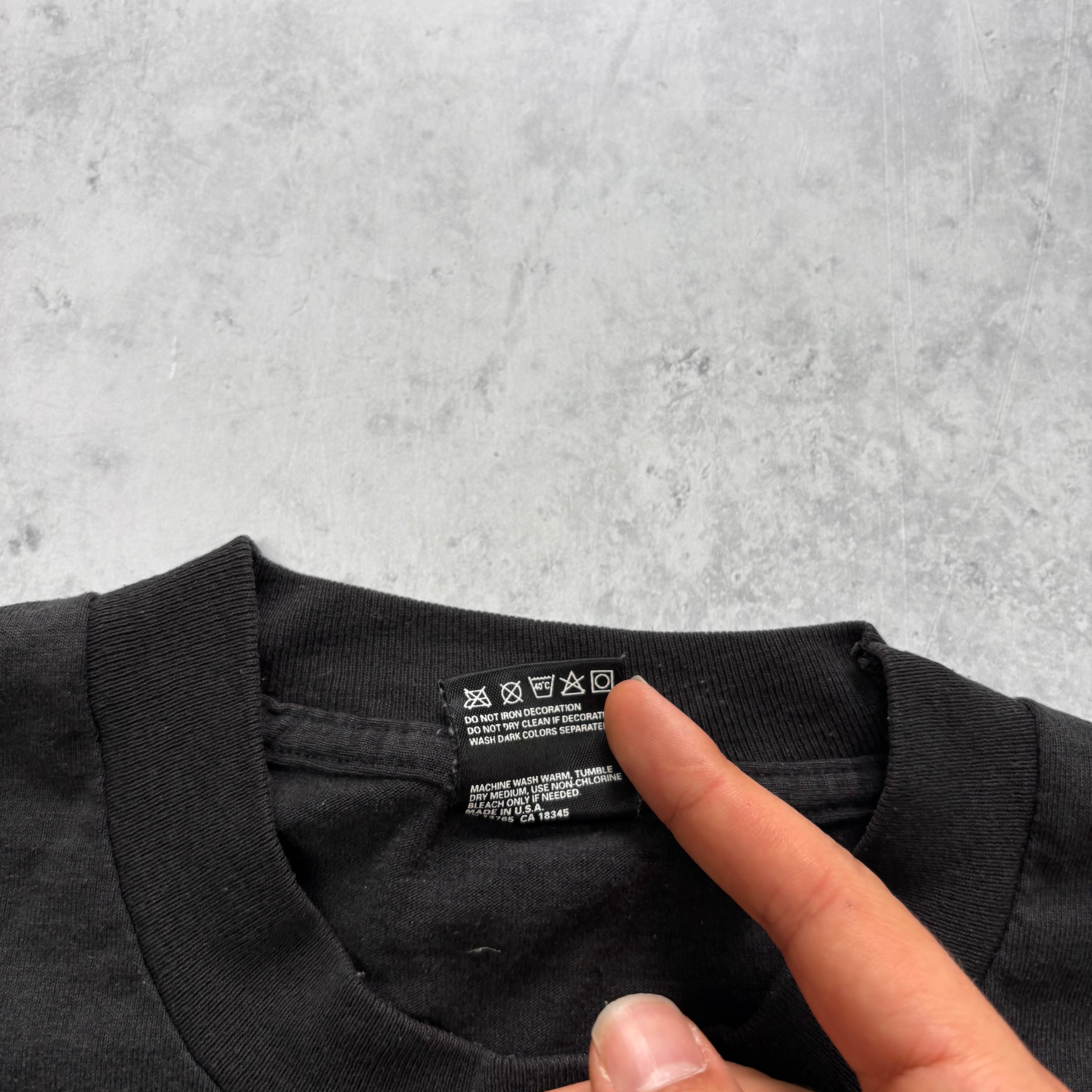 Vintage T Shirt Mens Medium Black Single Stitch Graphic Print 90s College NFL