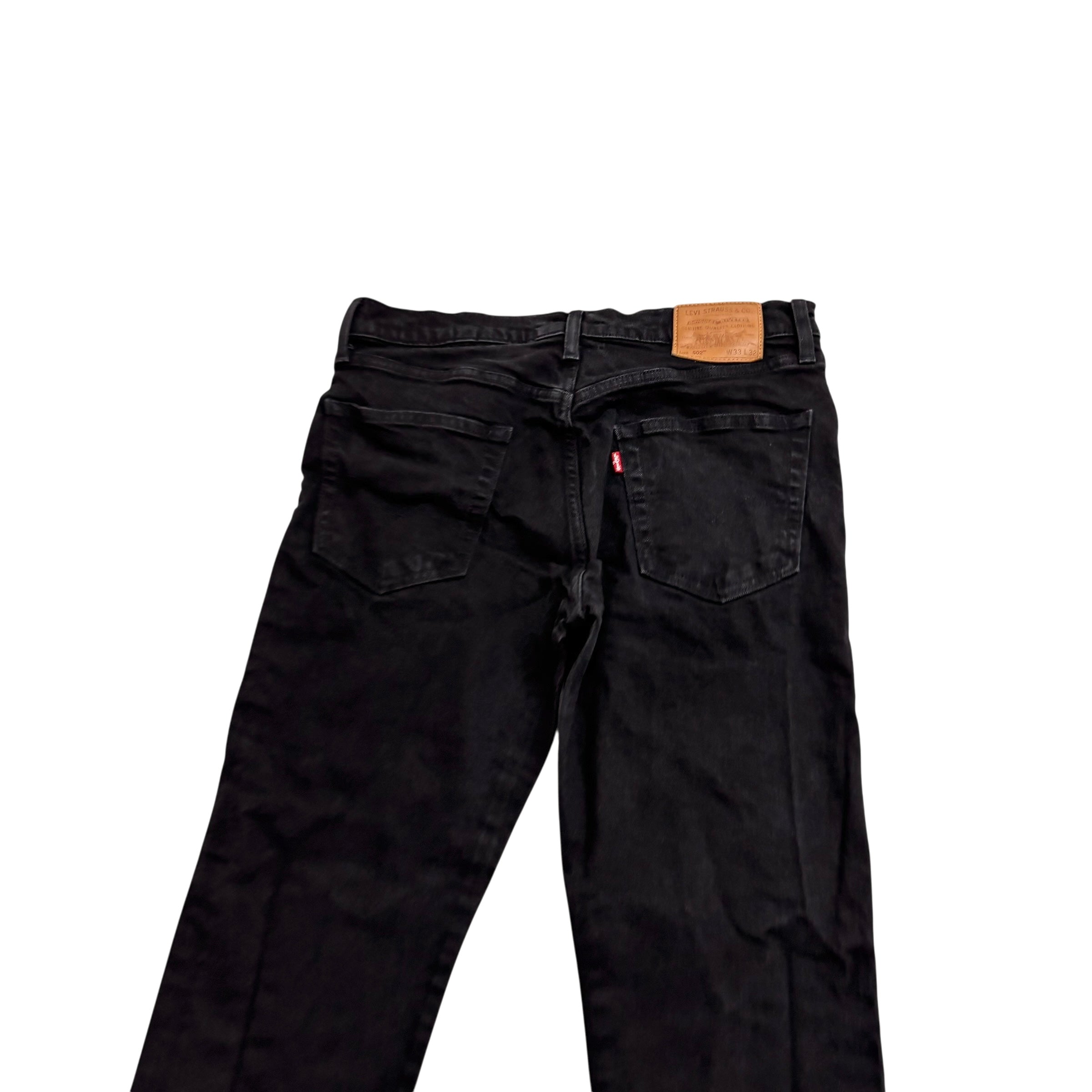 Levis 502 Jeans W33 L31 Mens Black Regular Tapered Fit Stretch Premium Denim (E)