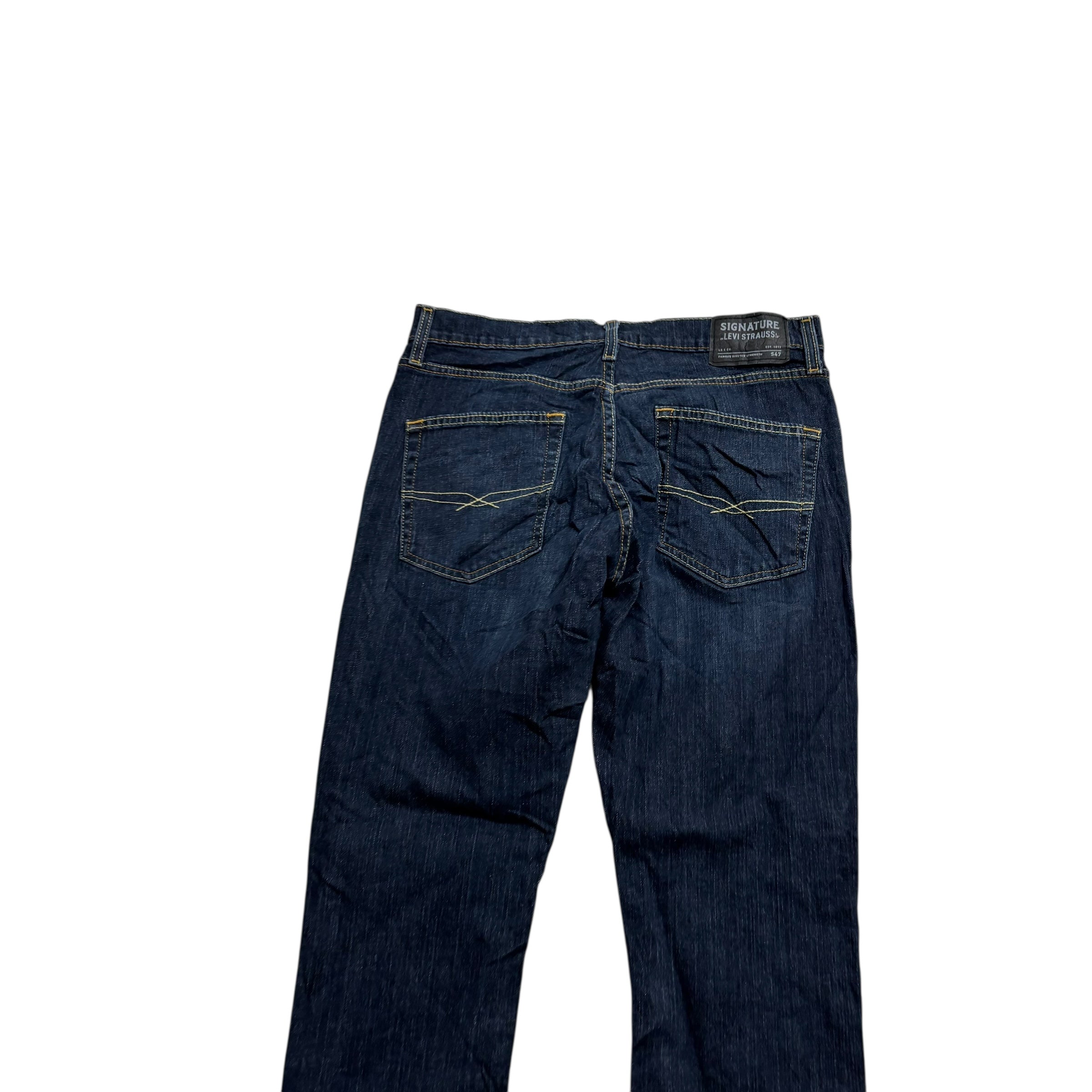 Levis Signature Jeans W32 L32 Mens Dark Blue Regular Tapered Fit Stretch (E)