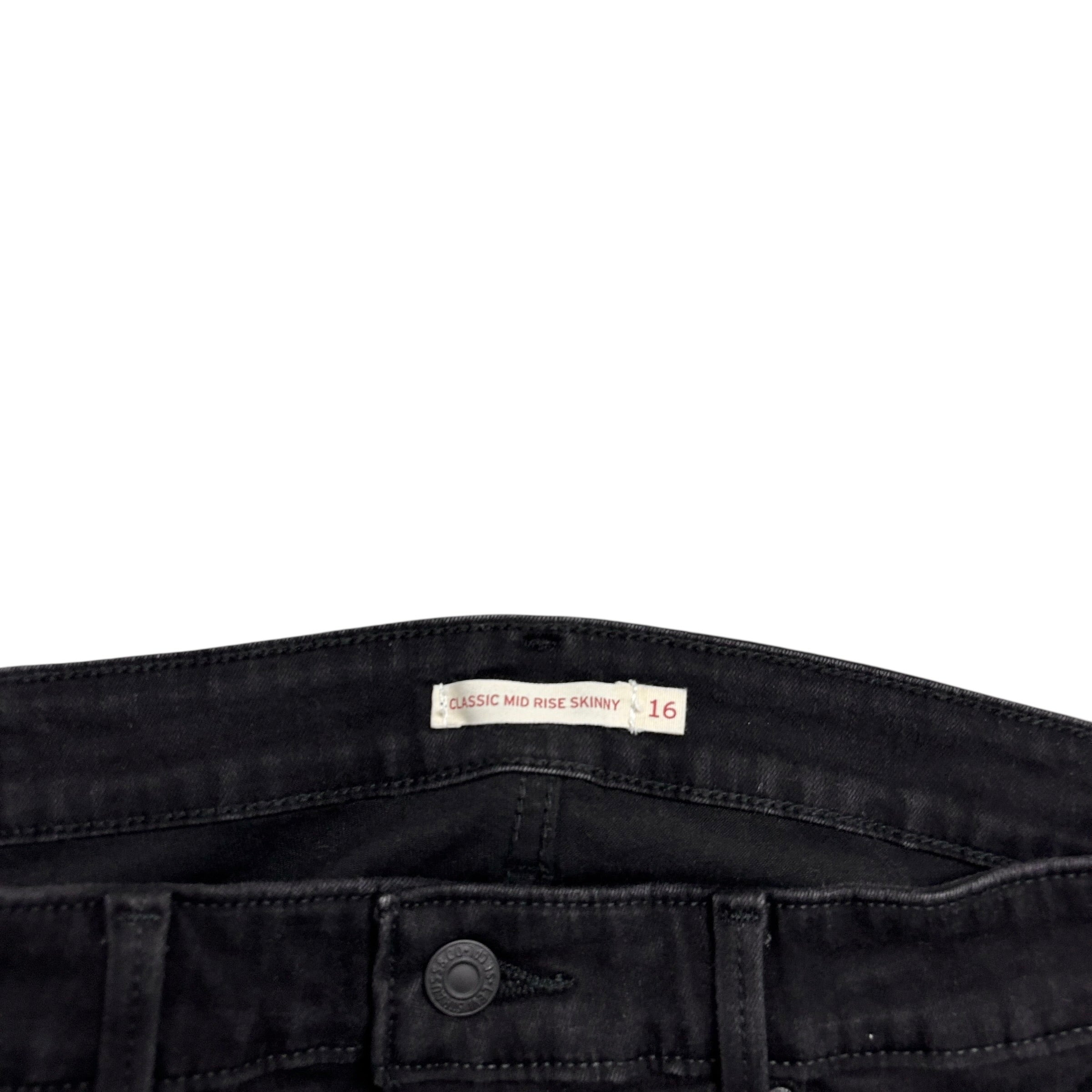 Levis Jeans W32 L27 Womens Mid Rise Skinny Fit Black Stretch Denim (E)