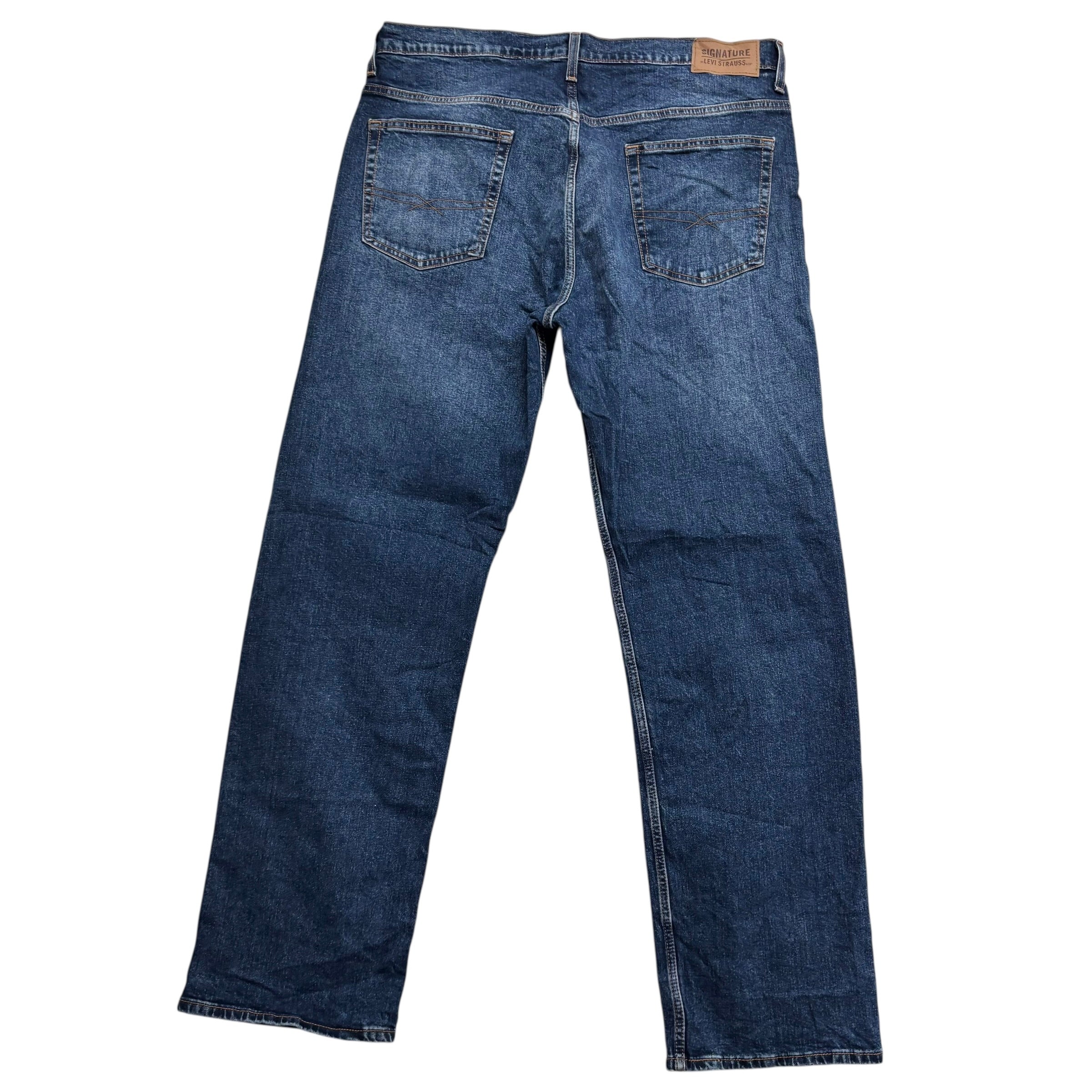 Levis Signature Jeans W36 L34 Mens Dark Blue Baggy Relaxed Fit Stretch Denim