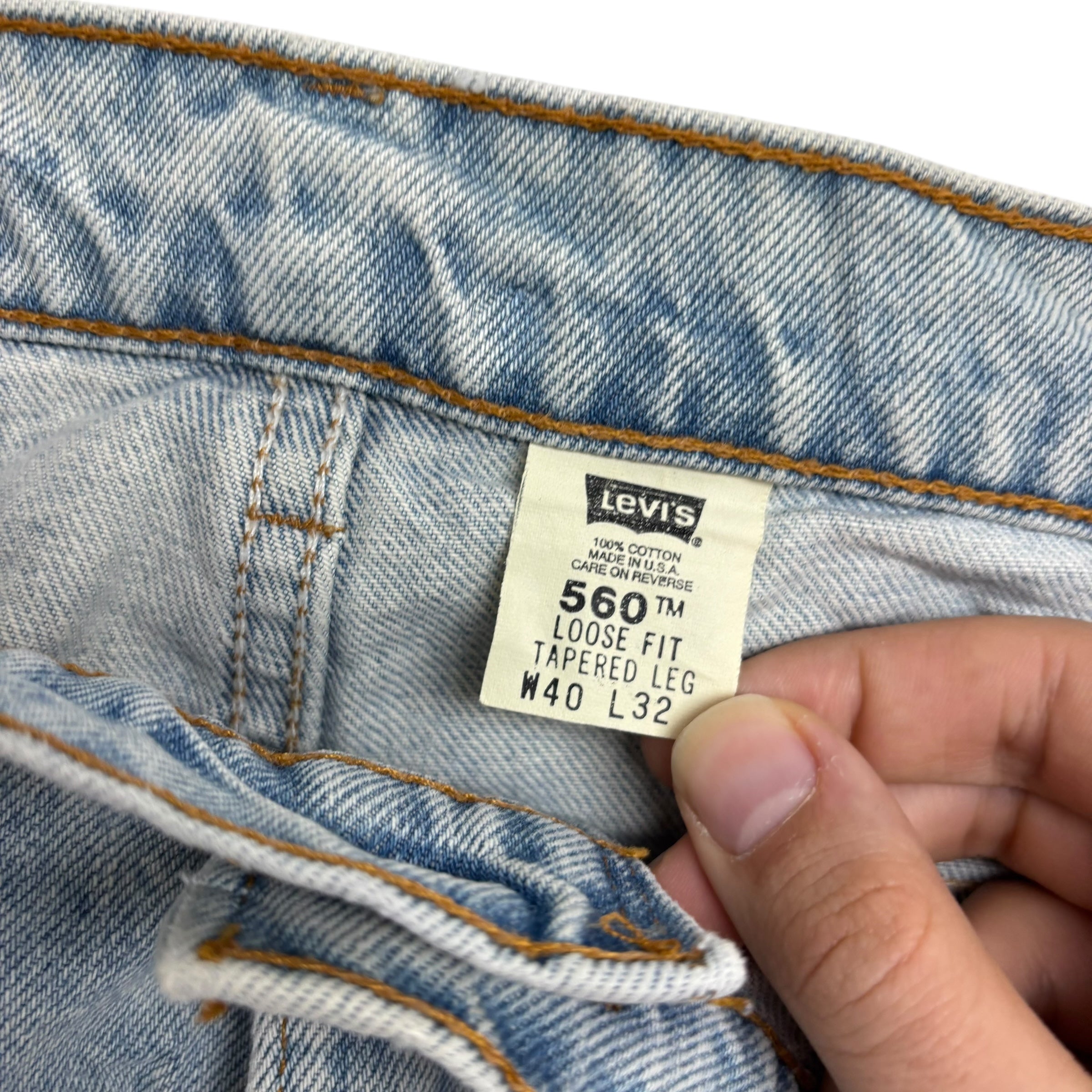 Levis 560 Jeans W38 L32 Mens Light Blue Relaxed Tapered Vintage Denim (F)