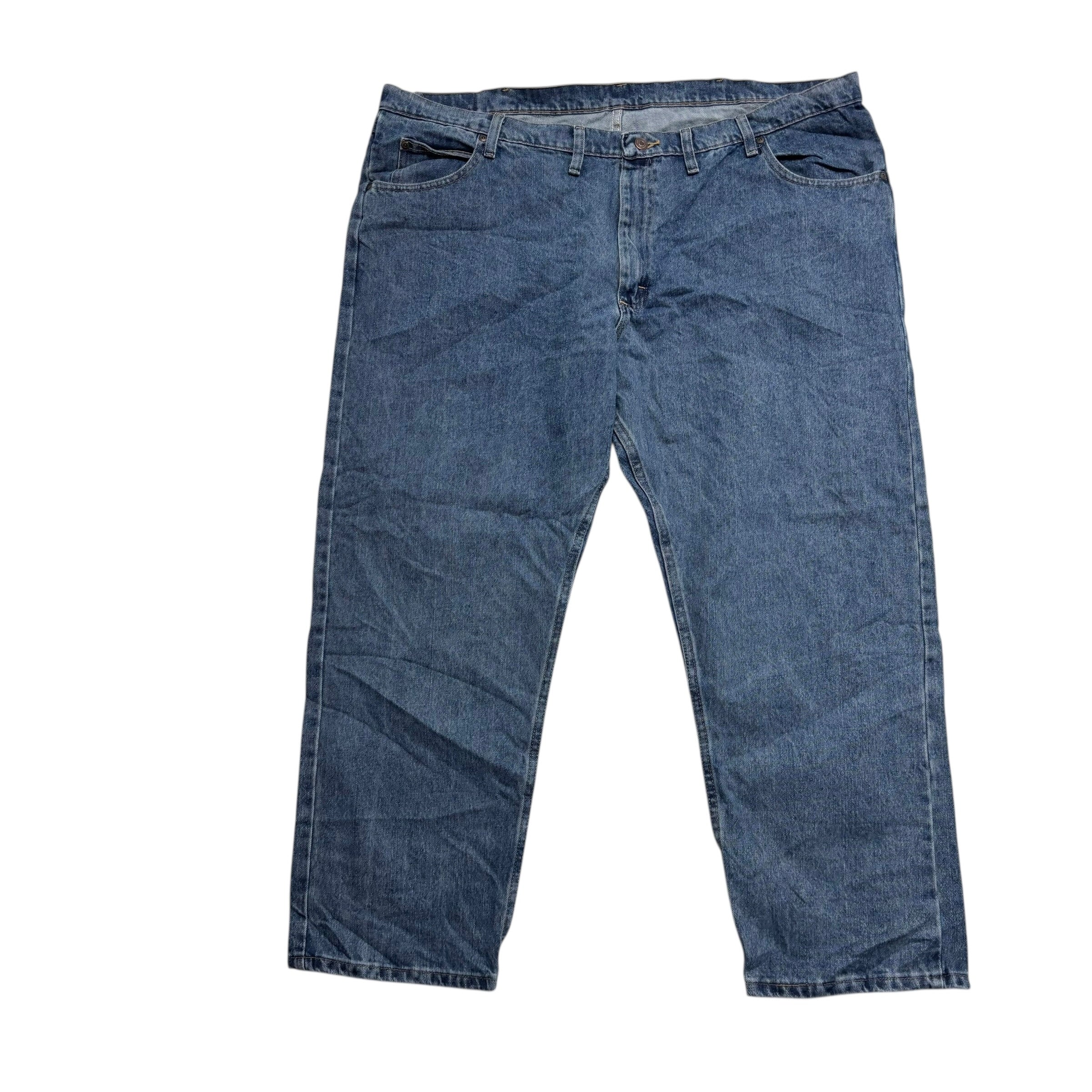Wrangler Jeans W46 L29 Mens Mid Blue Relaxed Straight Fit Denim (E)