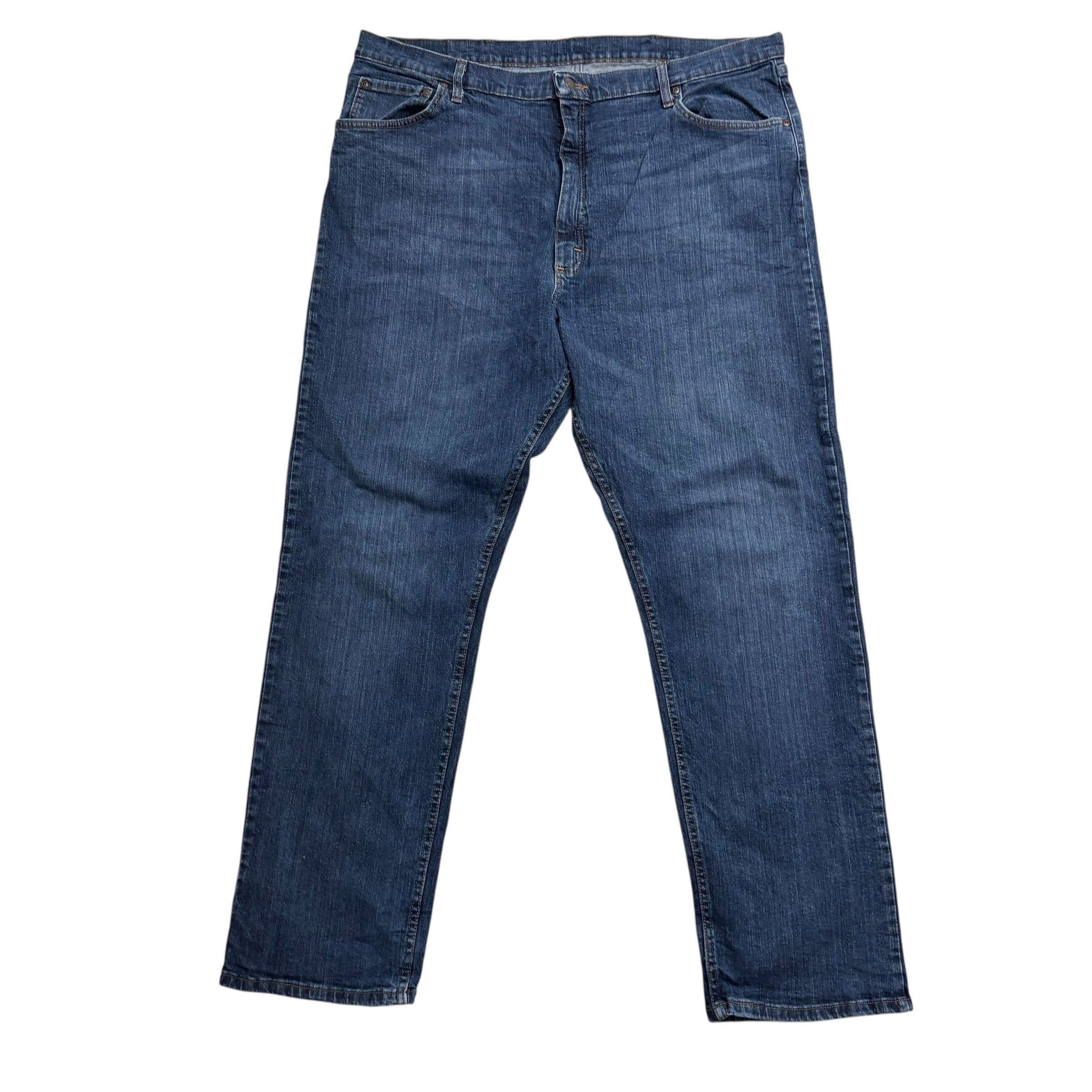 Wrangler Jeans W42 L32 Mens Dark Blue Relaxed Straight Fit Stretch Denim (E)