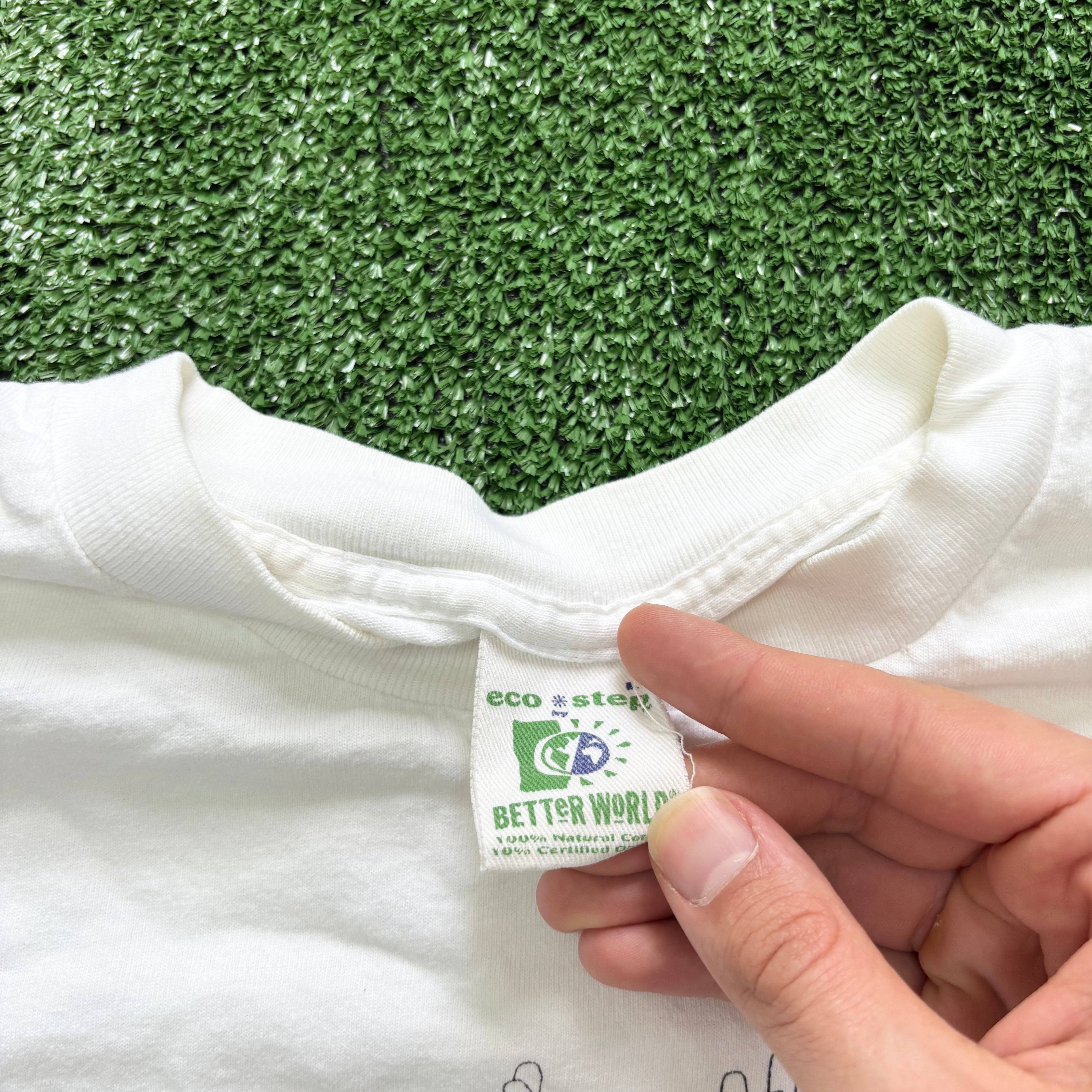 Vintage T Shirt Mens Medium White Single Stitch Graphic Print 90s Sign (E)