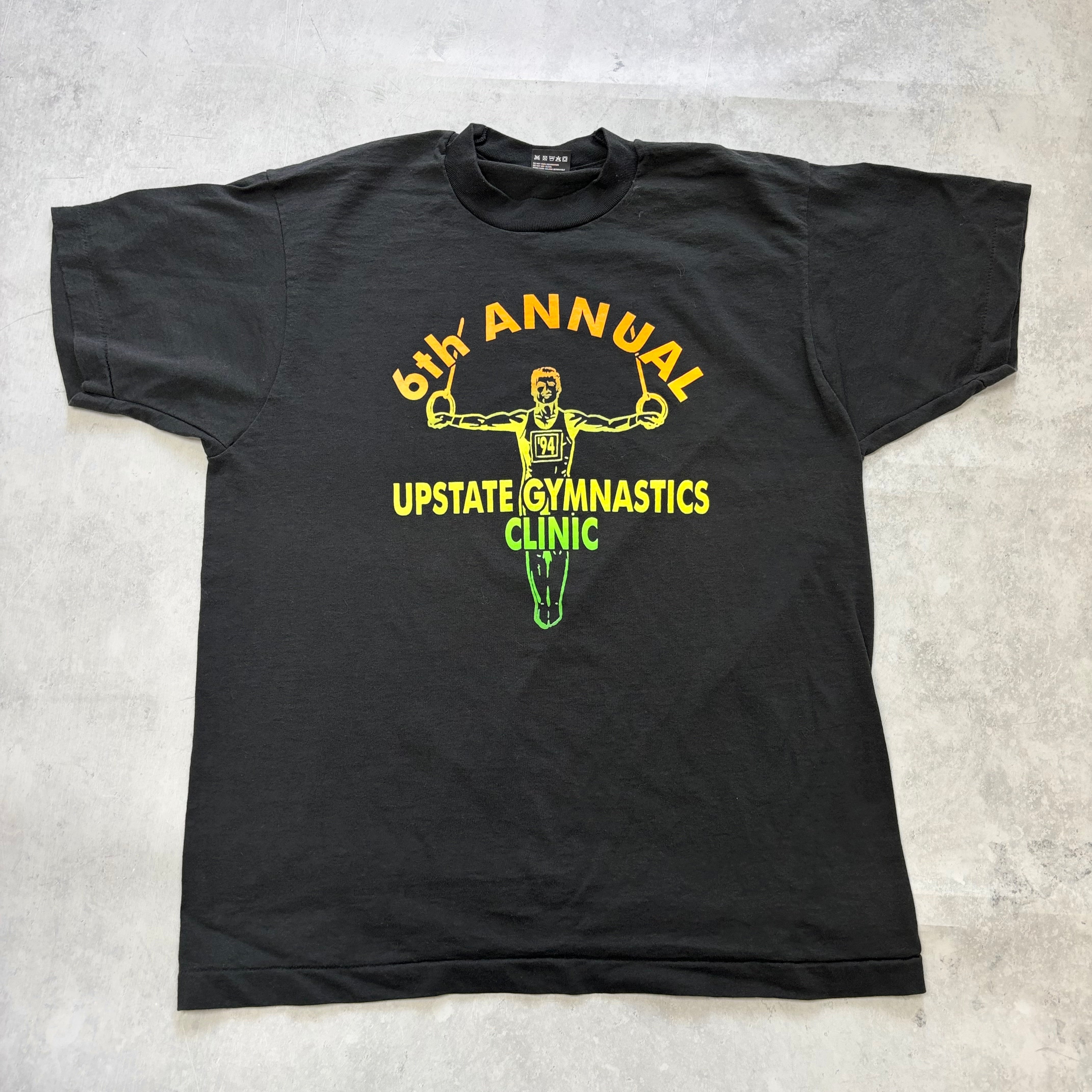 Vintage T Shirt Mens Medium Black Single Stitch Graphic Print 90s Gymnastics (E)