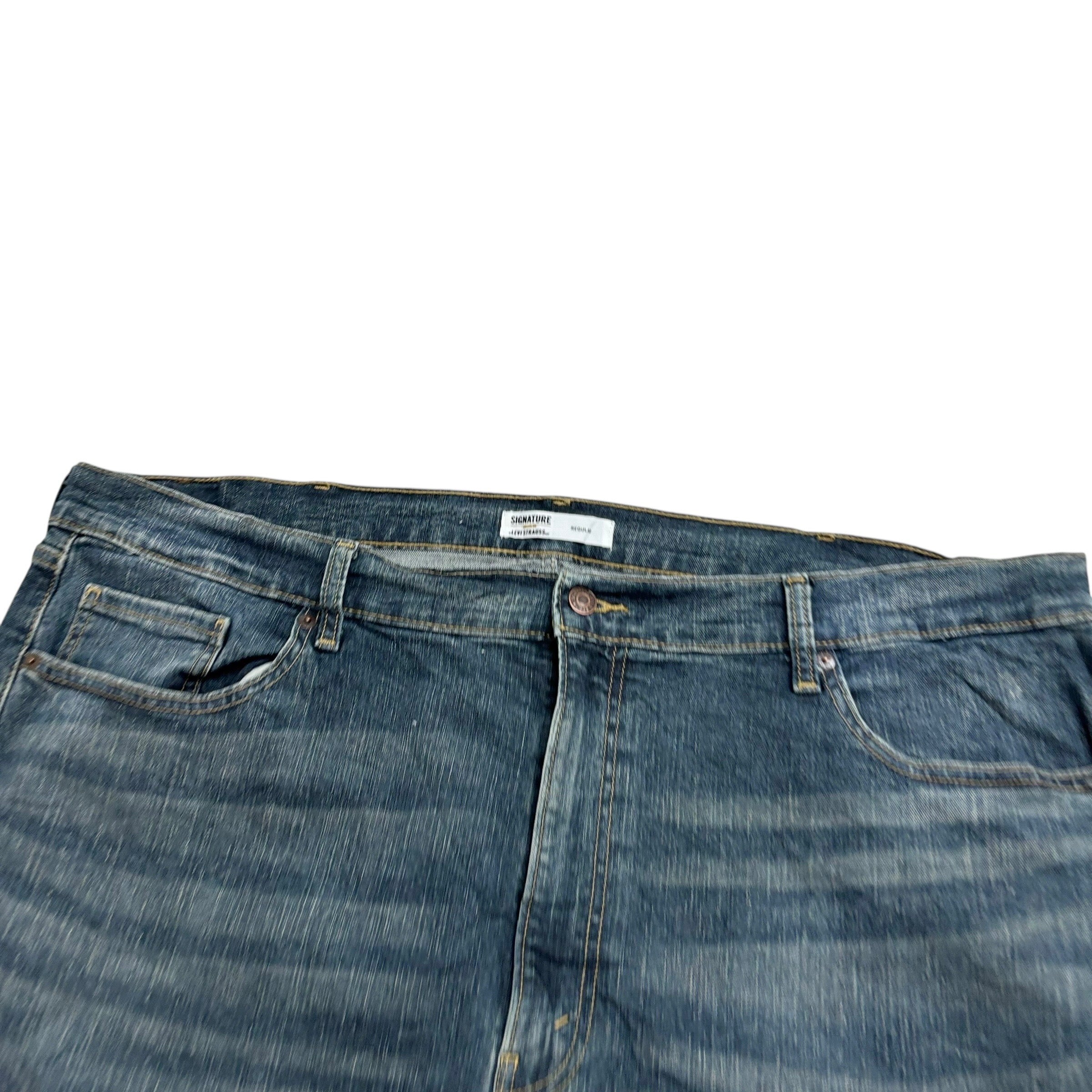Levis Signature Jeans W46 L32 Mens Dark Blue Regular Straight Stretch Denim (E)