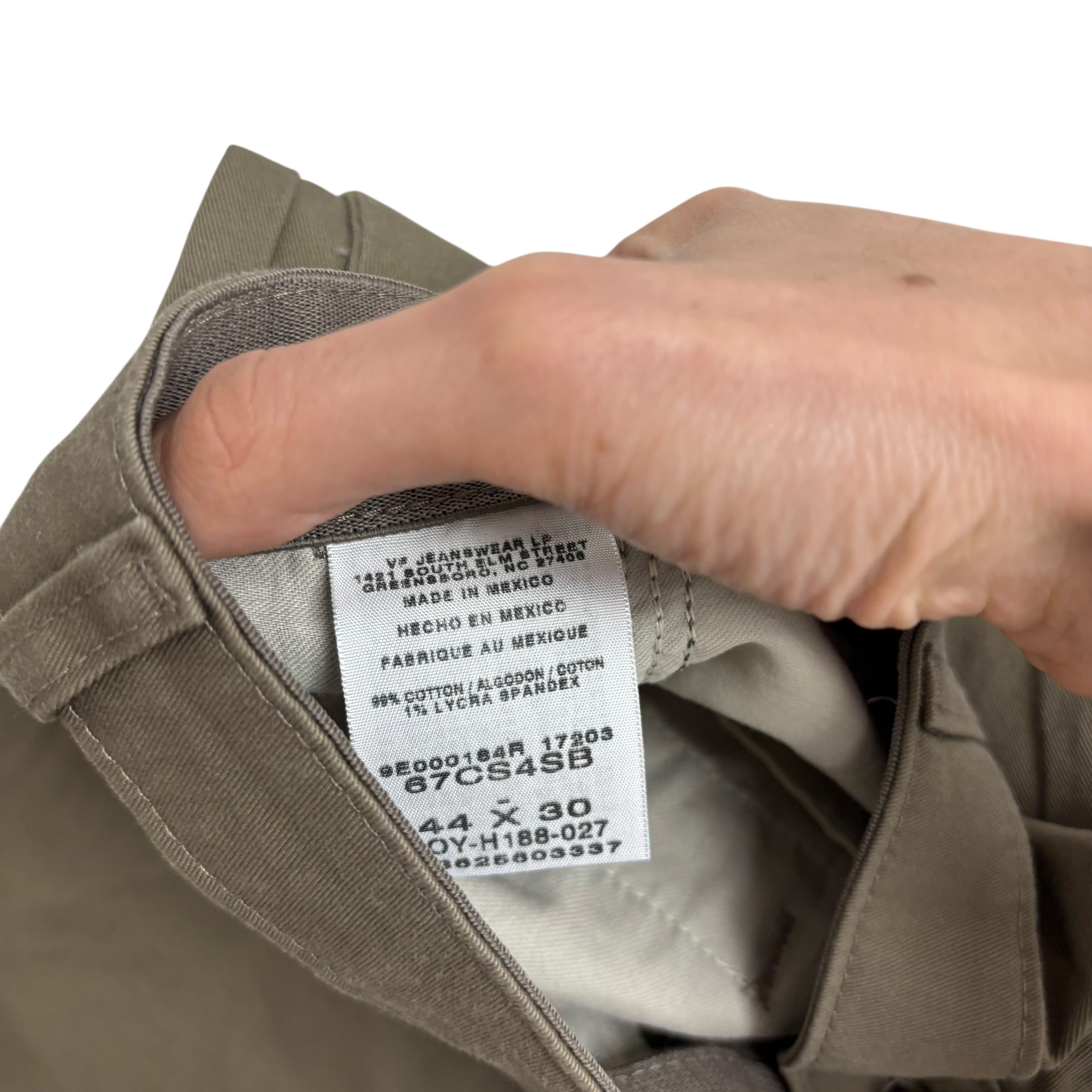 Mens Trousers W44 L25 Olive Green Relaxed Straight Fit Stretch Pants (E)