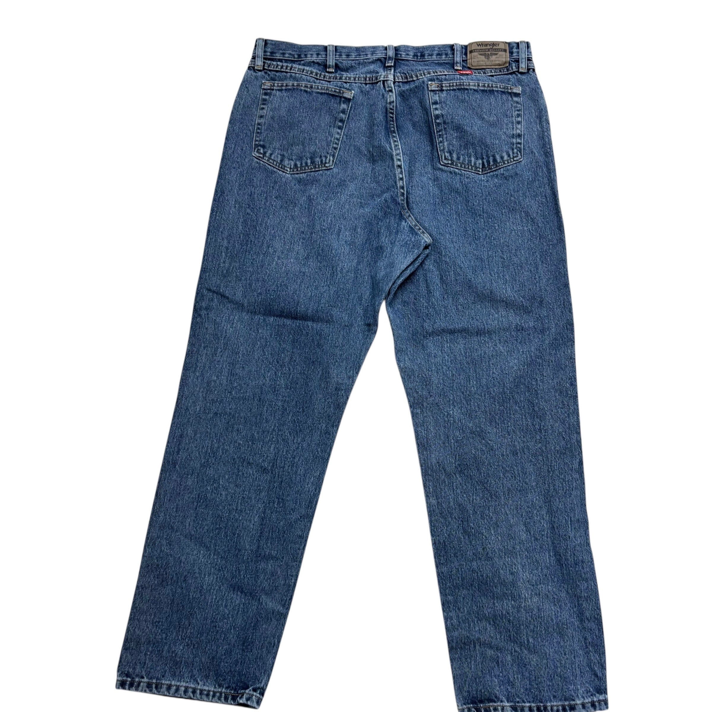 Wrangler Jeans W40 L32 Mens Mid Blue Relaxed Straight Fit Denim (E)