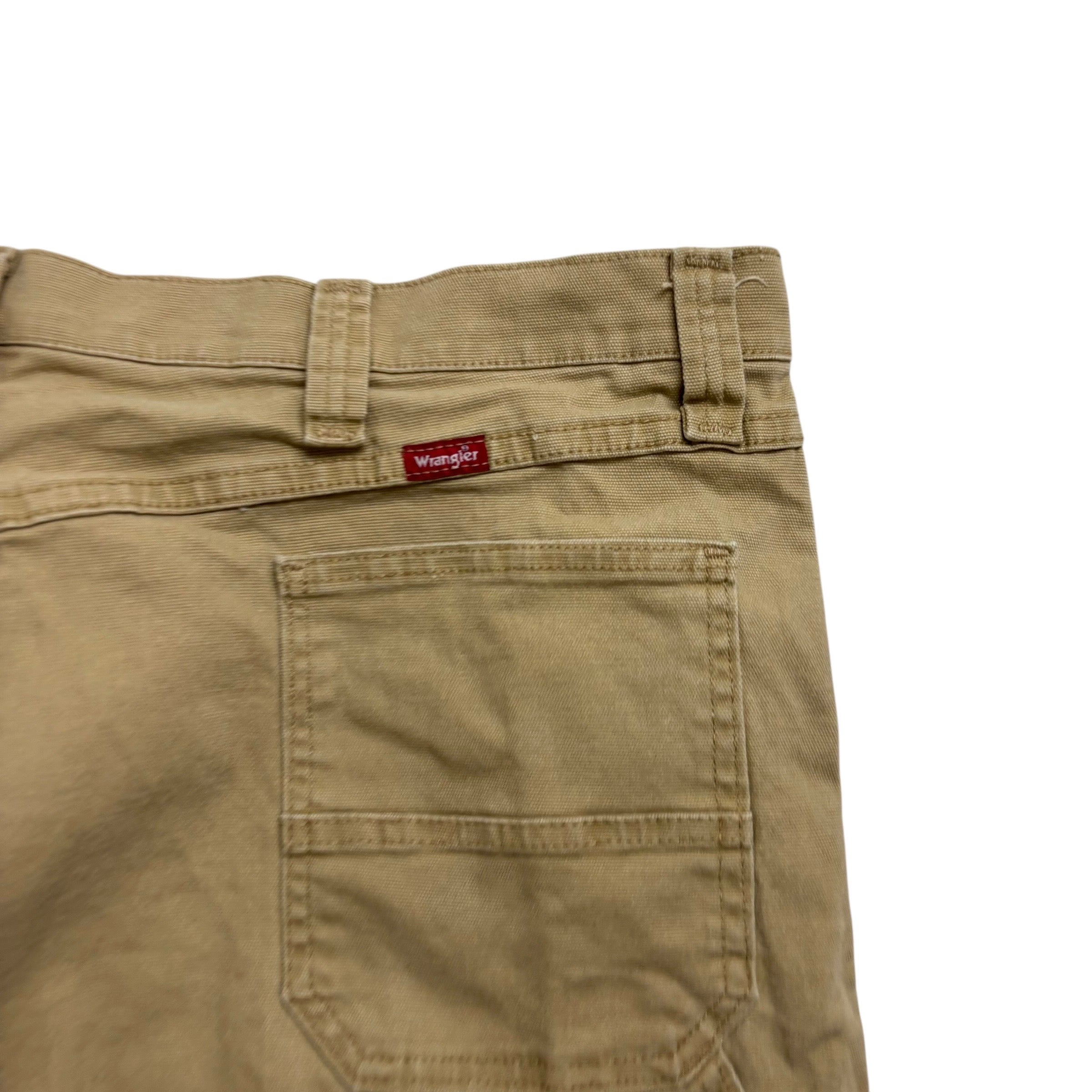 Wrangler Baggy Jorts W42 Mens Beige Denim Shorts Relaxed Stretch Carpenter (F)
