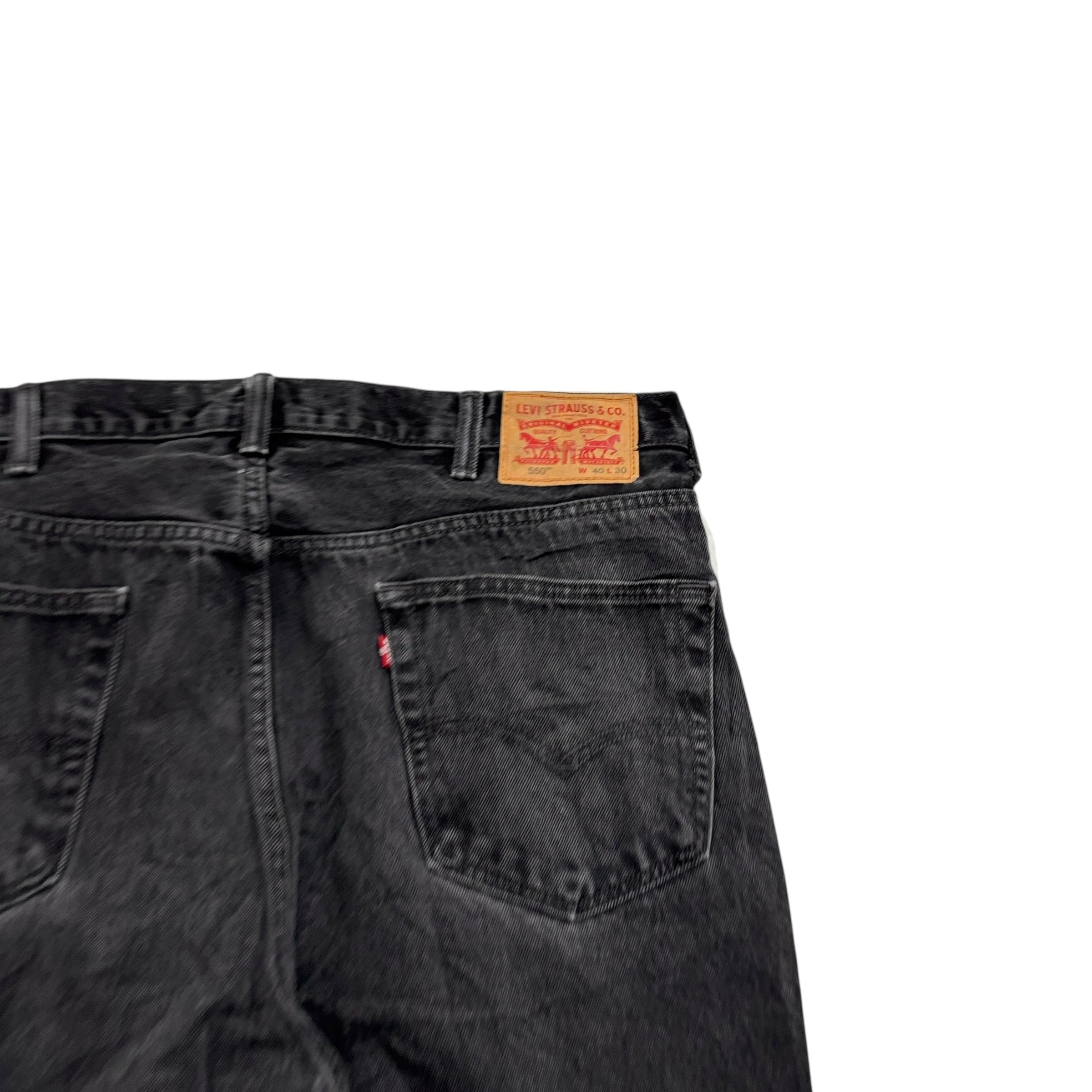 Levis 550 Jeans W40 L30 Mens Black Baggy Relaxed Straight Fit Denim (E)