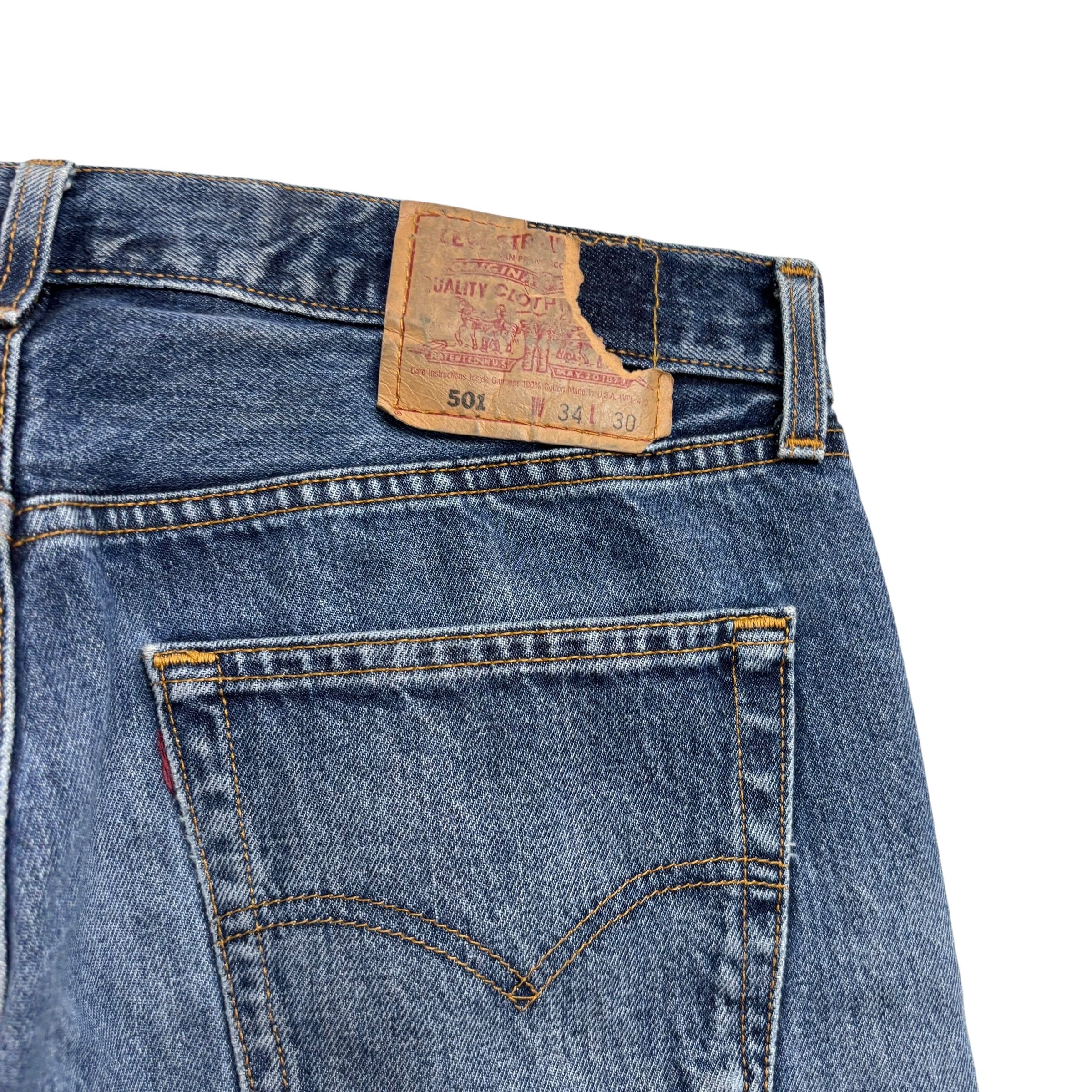 Levis 501 Jeans W33 L30 Mens Mid Blue Regular Straight Vintage 90s Made In USA