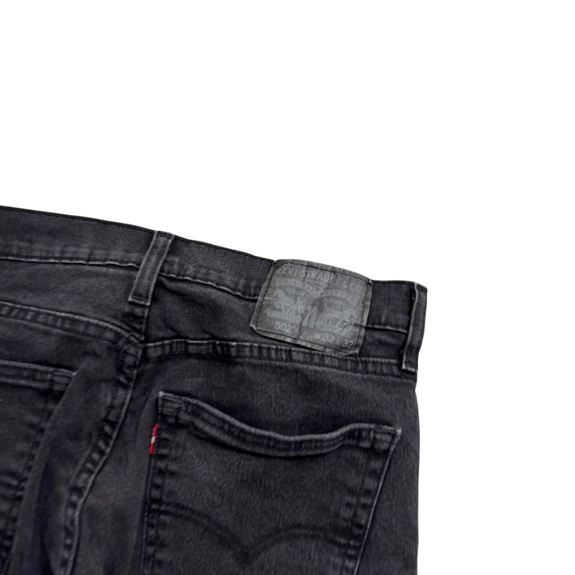 Levis 502 Jeans W32 L29 Mens Black Regular Tapered Fit Stretch Denim