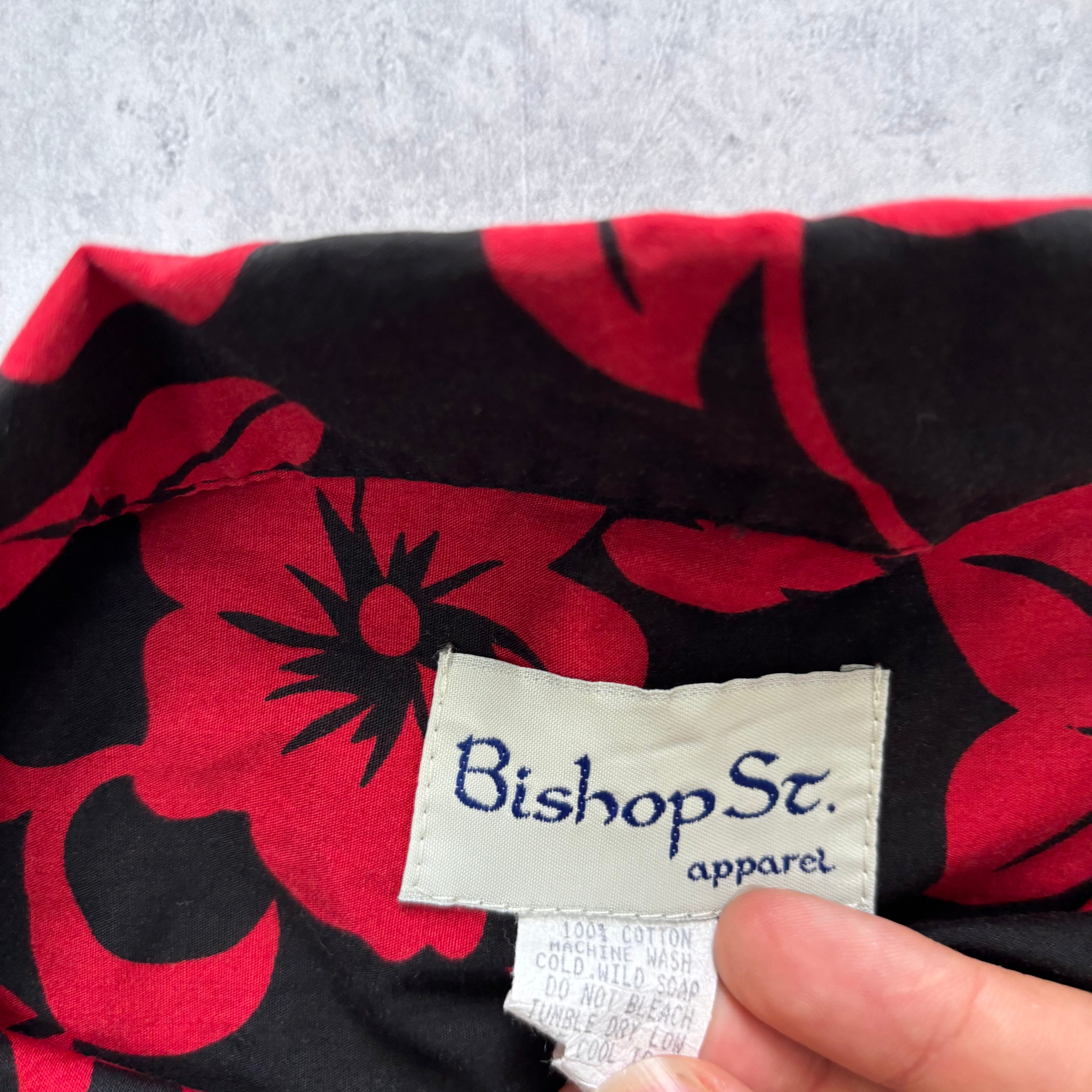 Vintage Hawaiian Shirt Mens 5XL Red Black Floral Aloha Short Sleeve Cotton (E)