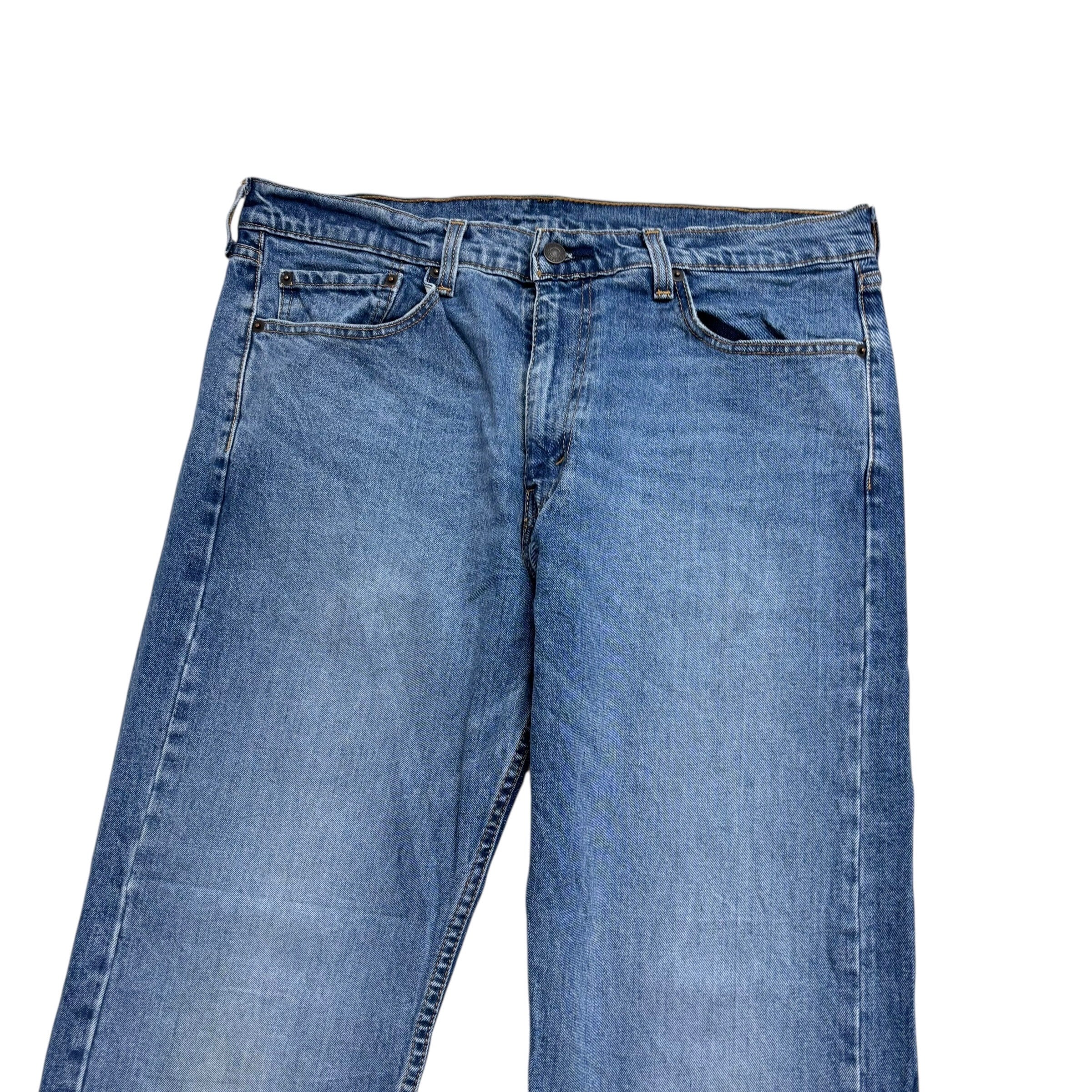 Levis 505 Jeans W36 L30 Mens Mid Blue Regular Straight Fit Stretch Denim (E)