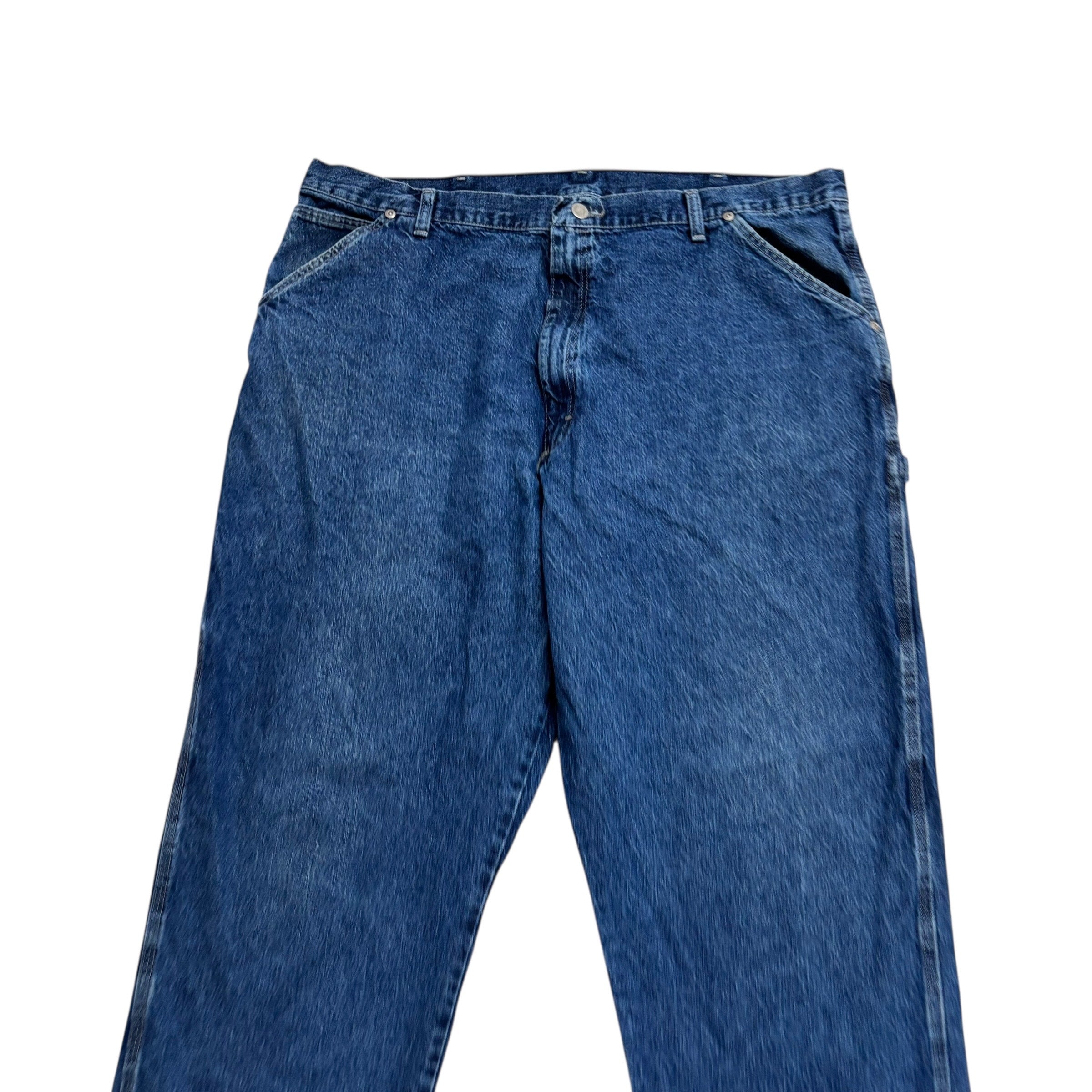 Wrangler Carpenter Jeans W40 L30 Mens Mid Blue Relaxed Straight Fit Vintage (E)