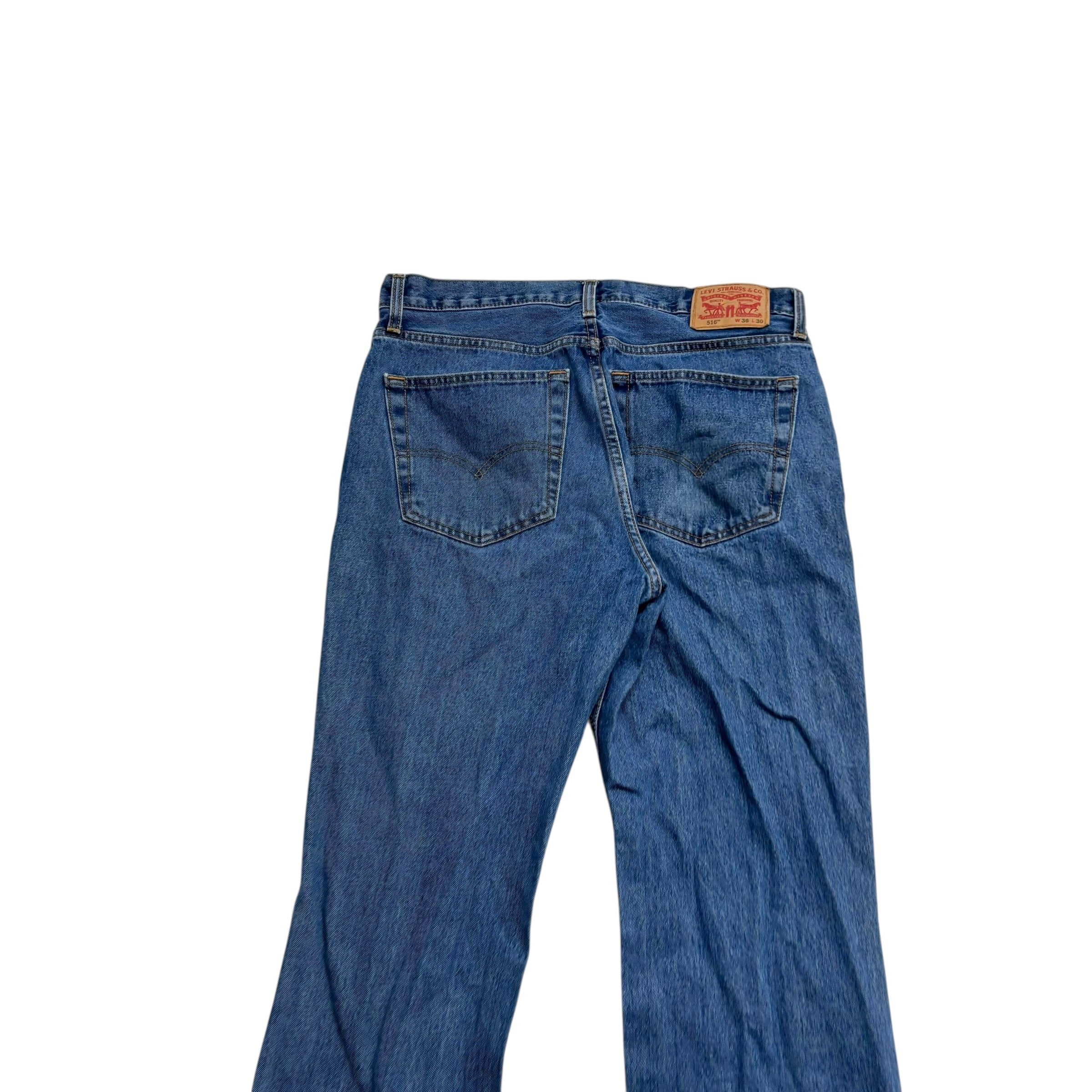 Levis 516 Jeans W36 L30 Mens Mid Blue Slim Straight Fit Denim