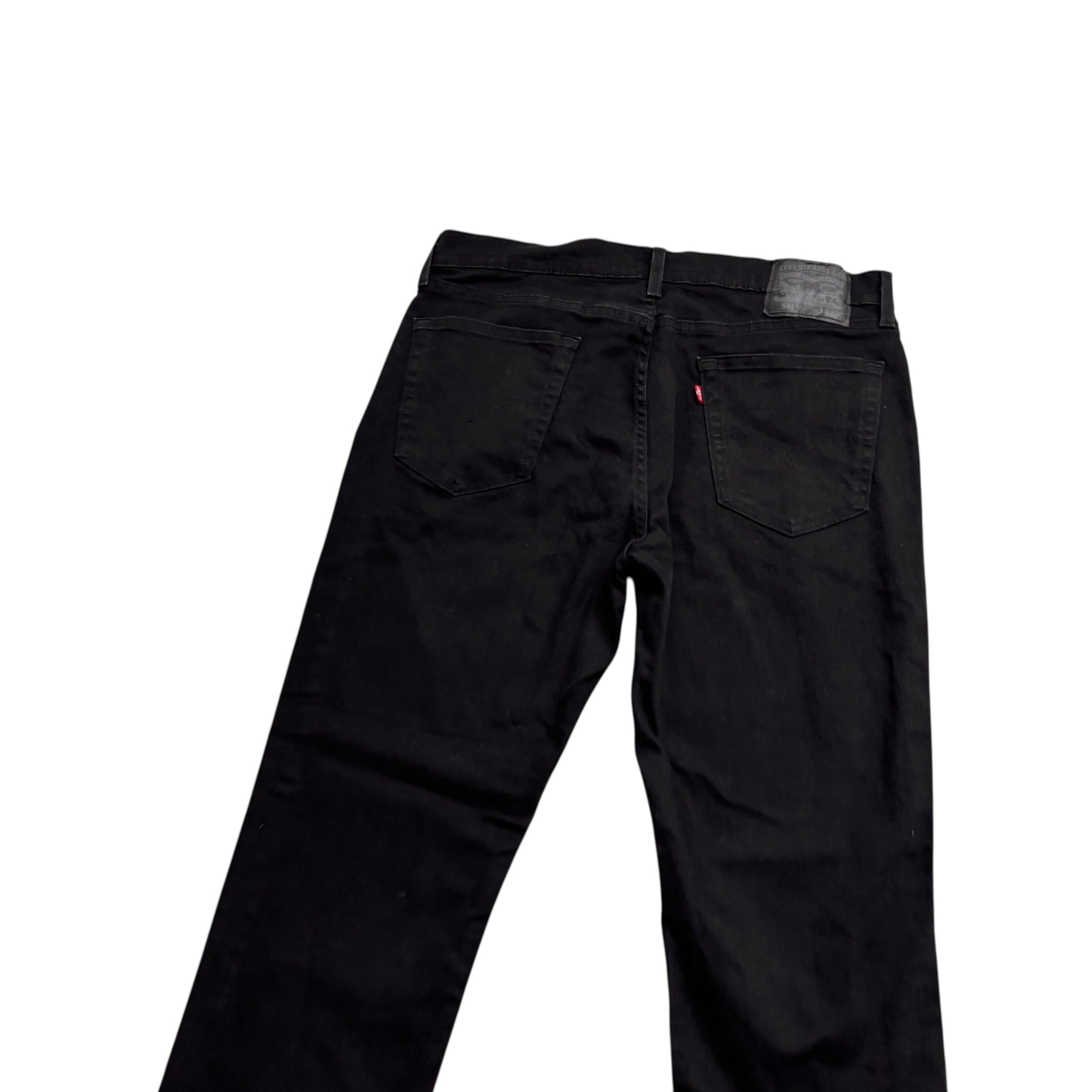 Levis 541 Jeans W34 L30 Mens Black Athletic Tapered Fit Stretch Denim (E)