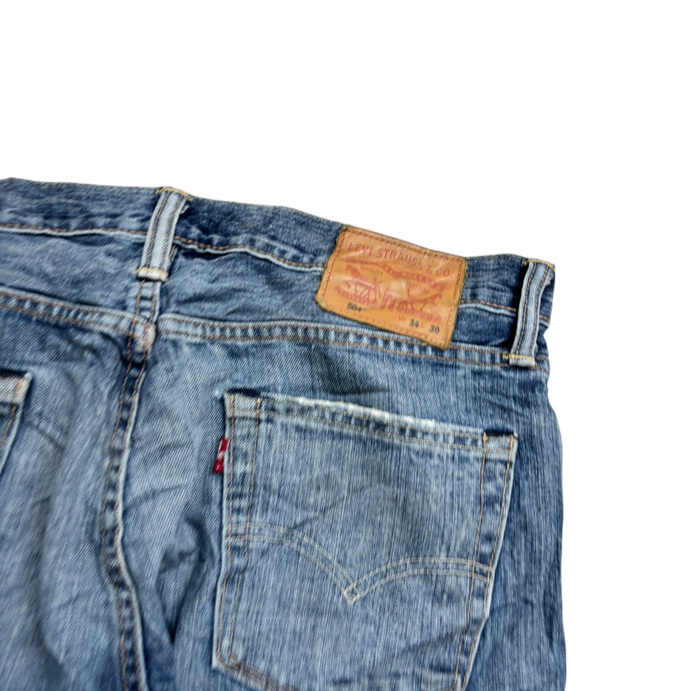 Levis 504 Jeans W34 L30 Mens Mid Blue Regular Straight Fit Denim