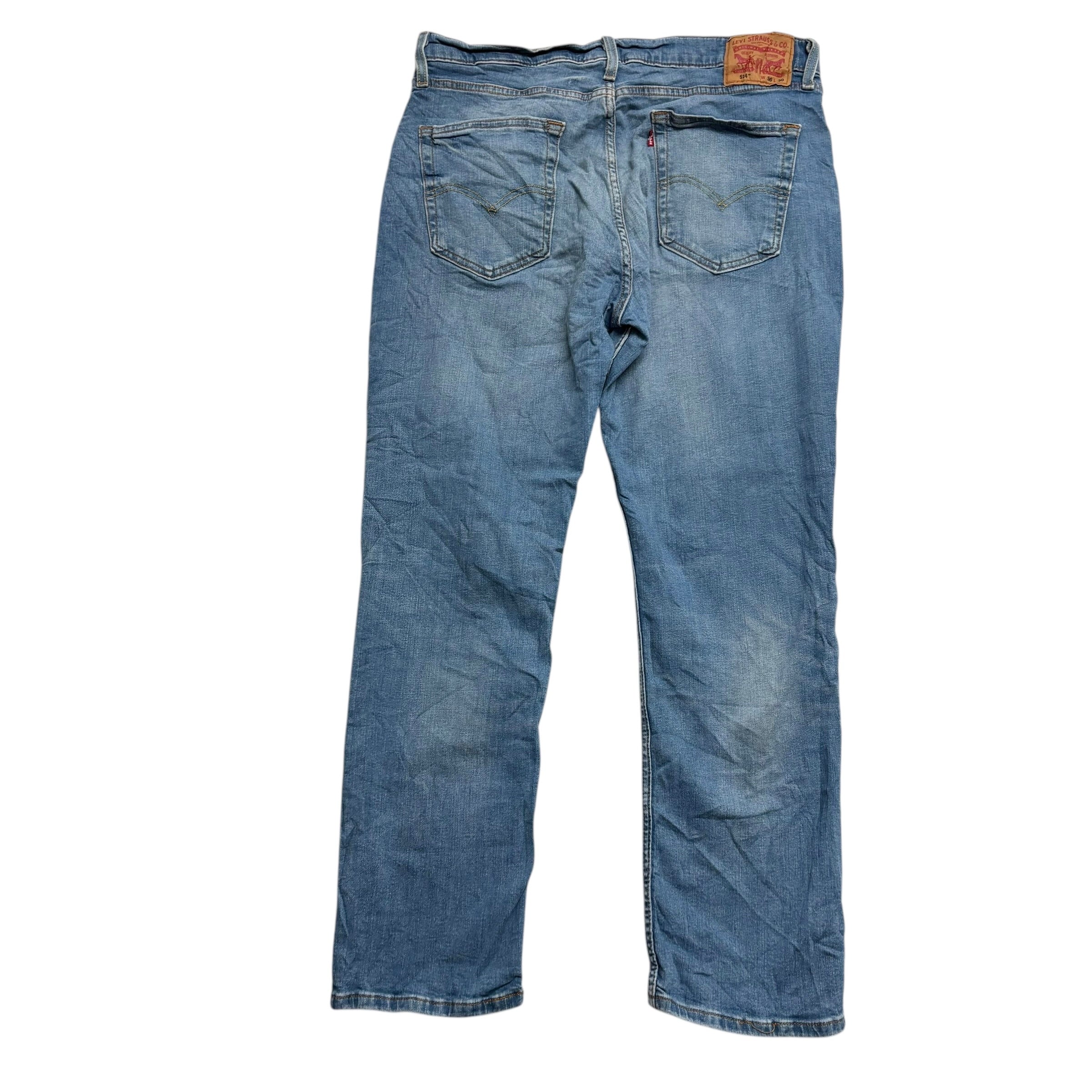 Levis 514 Jeans W36 L30 Mens Mid Blue Regular Straight Fit Stretch Denim (E)