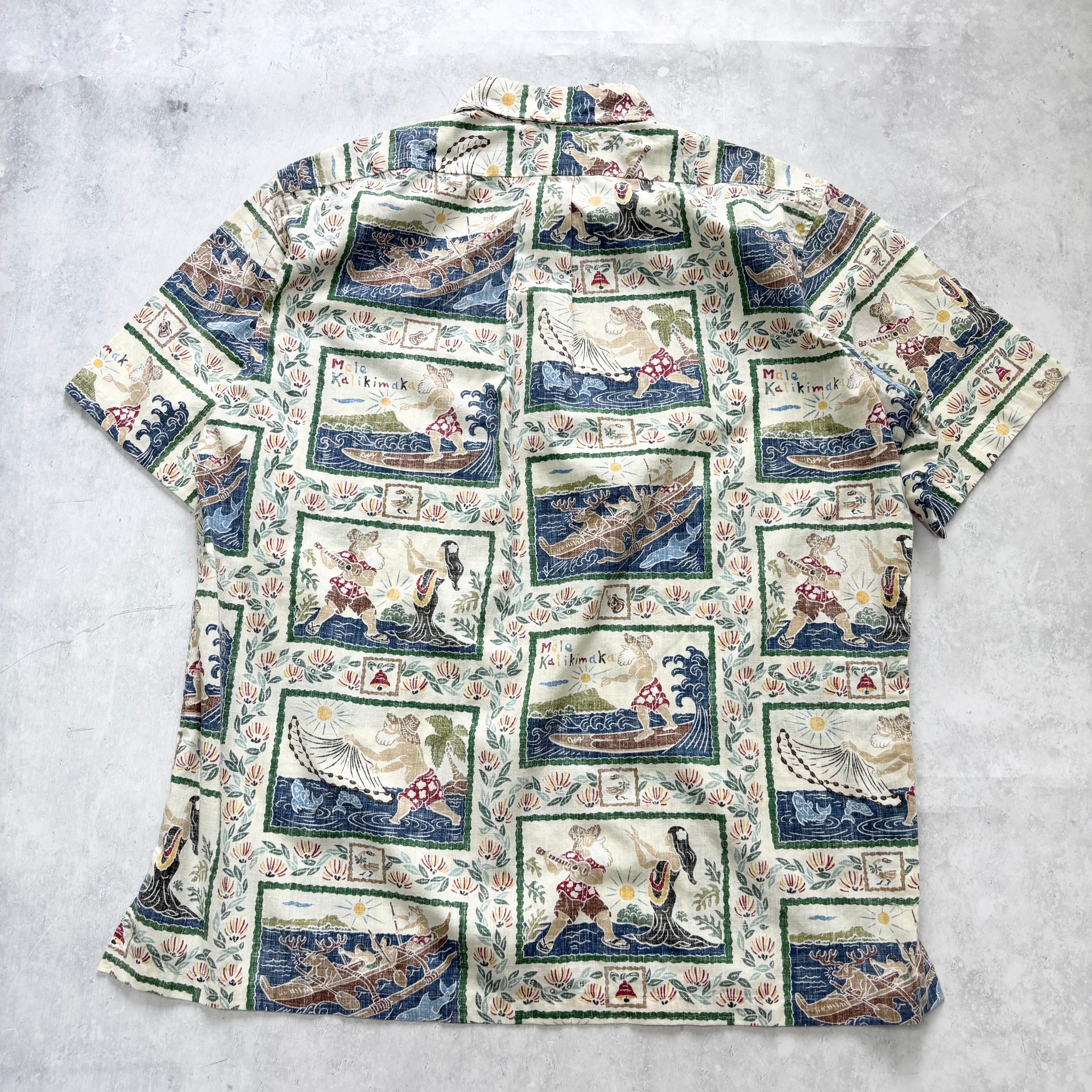 Vintage Reyn Spooner Hawaiian Shirt Mens Large Mele Kalikimaka Aloha (E)