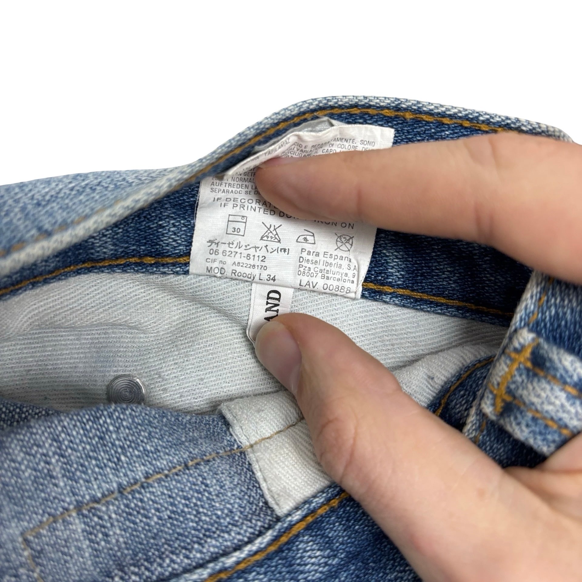 Diesel Roody Jeans W36 L29 Mens Mid Blue Relaxed Baggy Fit Vintage Y2K (E)