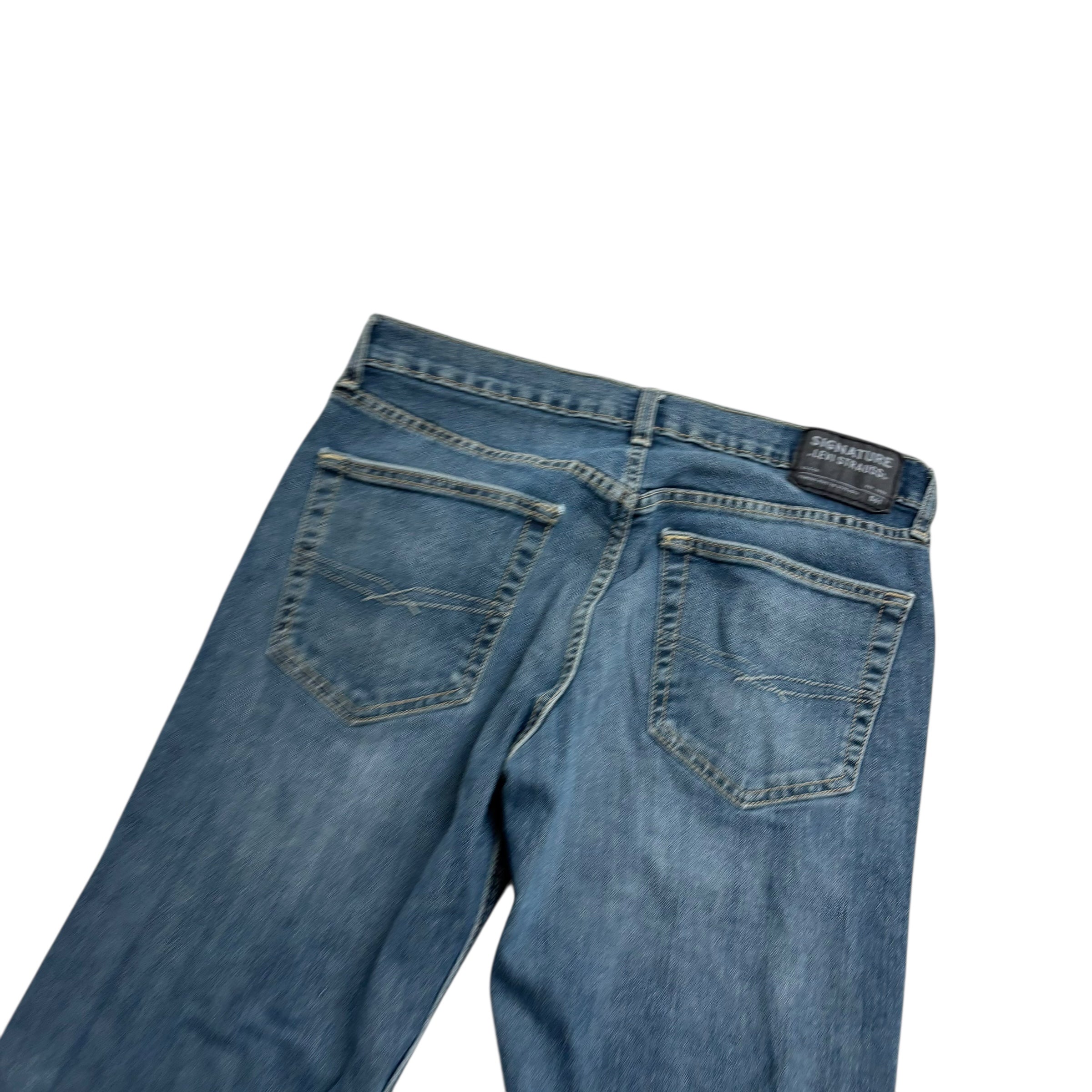 Levis Signature Jeans W32 L30 Mens Dark Blue Relaxed Straight Stretch Denim (E)